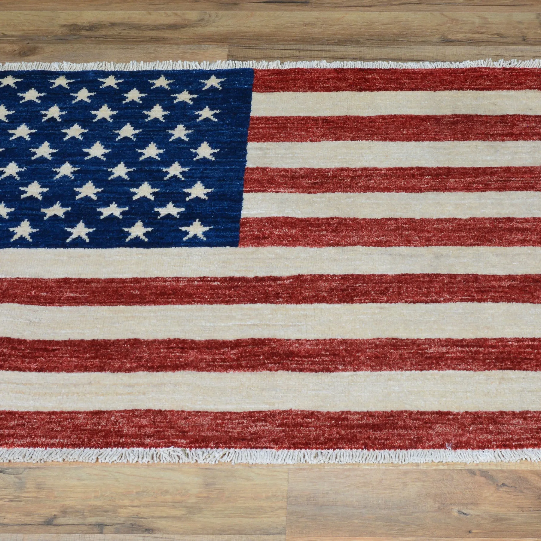 Hand-Knotted American Flag Handmade Wool Rug (Size 2.6 X 4.0) Cwral-7011