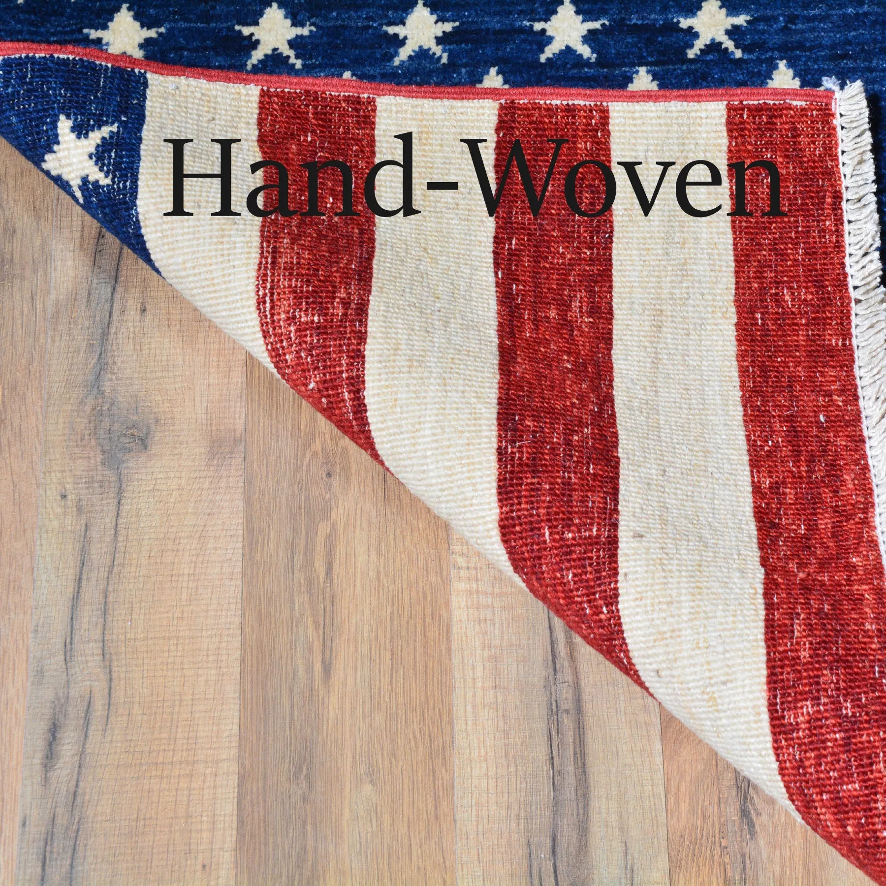 Hand-Knotted American Flag Handmade Wool Rug (Size 2.6 X 4.0) Cwral-7011