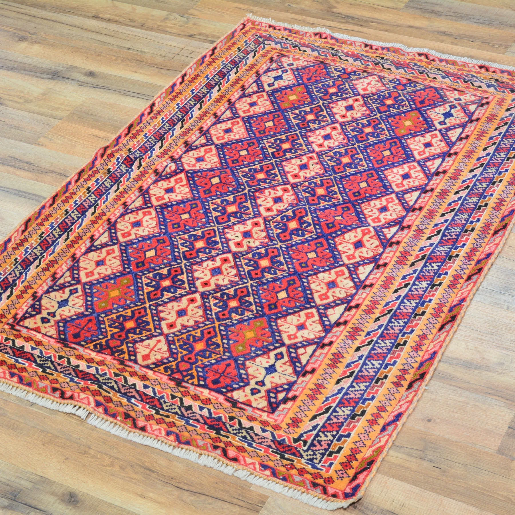 Hand-Knotted And Soumak Fine Oriental Tribal Afghan Rug (Size 2.6 X 3.10) Cwral-8391