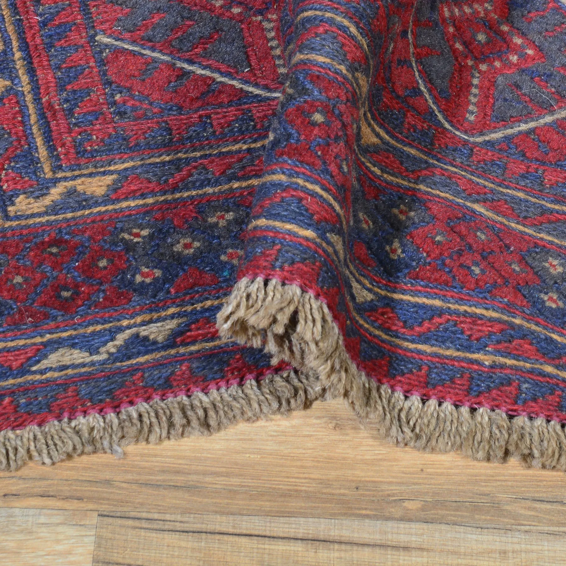 Hand-Knotted And Soumak Oriental Tribal Afghan Wool Handmade Rug (Size 3.7 X 4.3) Brral-3570