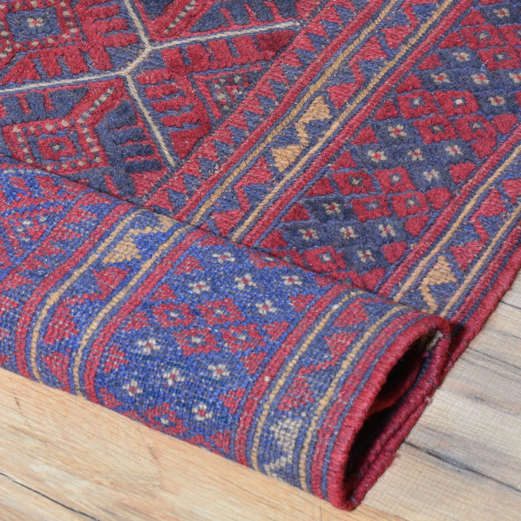 Hand-Knotted And Soumak Oriental Tribal Afghan Wool Handmade Rug (Size 3.7 X 4.3) Brral-3570