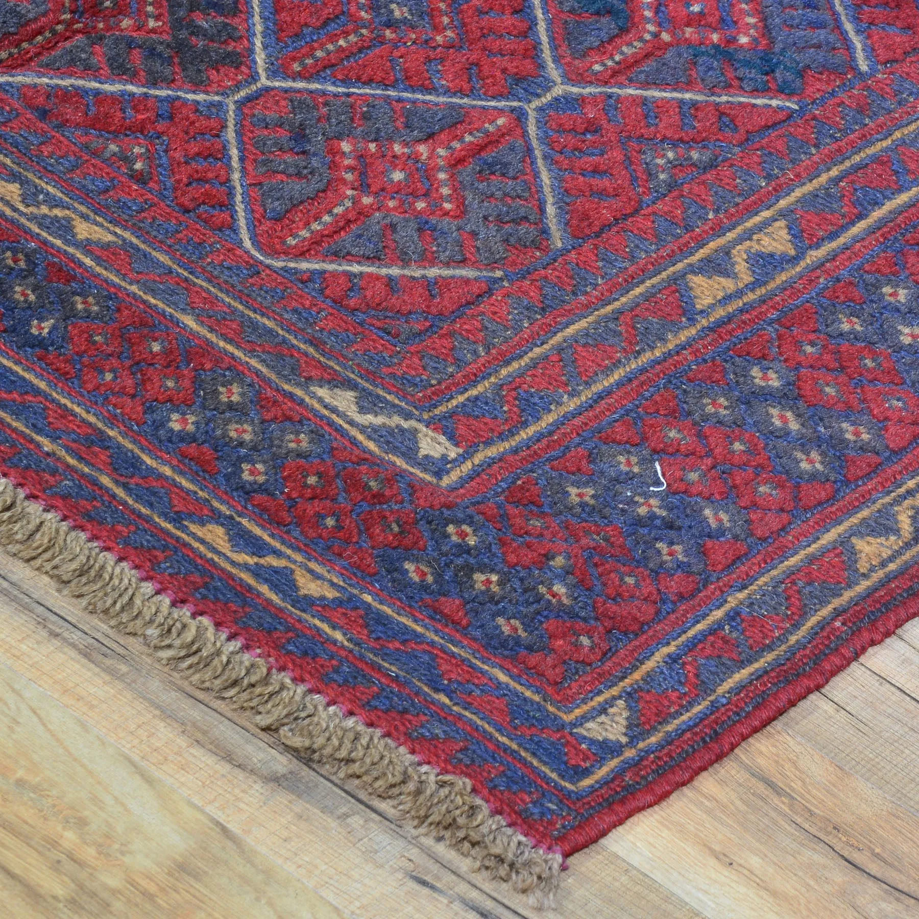 Hand-Knotted And Soumak Oriental Tribal Afghan Wool Handmade Rug (Size 3.7 X 4.3) Brral-3570