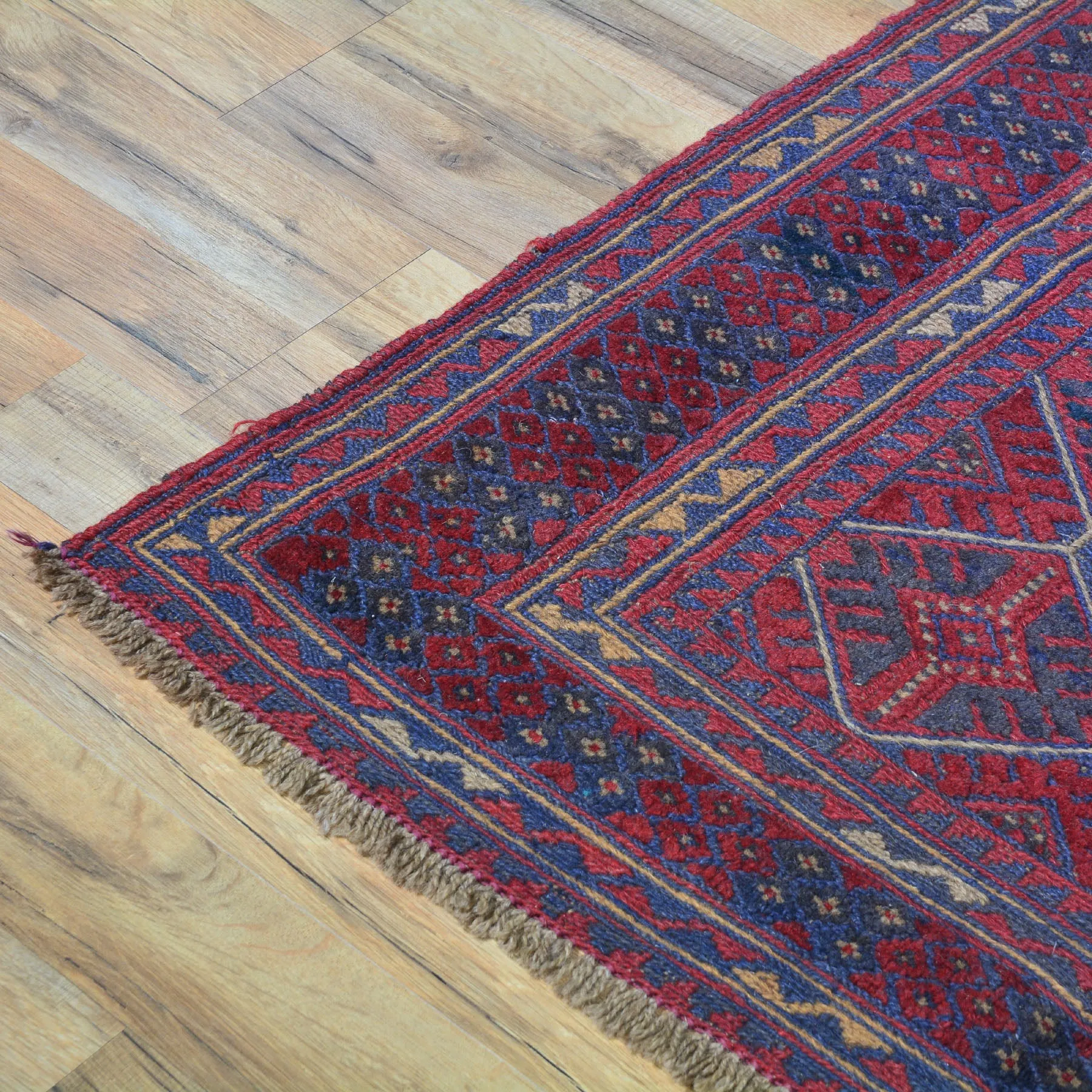 Hand-Knotted And Soumak Oriental Tribal Afghan Wool Handmade Rug (Size 3.7 X 4.3) Brral-3570