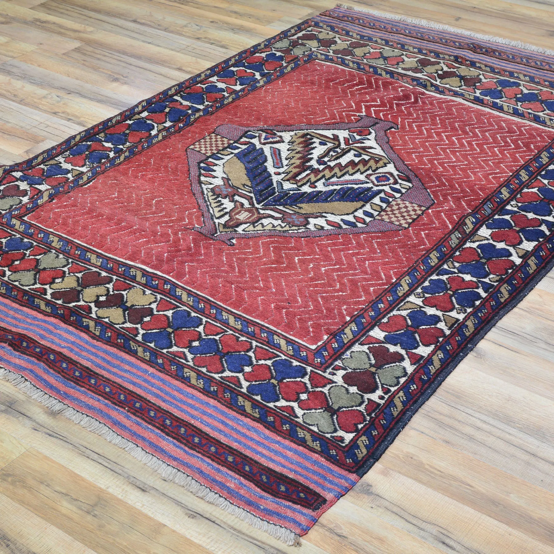 Hand-Knotted And Soumak Tribal Handmade Wool Rug (Size 3.10 X 5.11) Brral-5148
