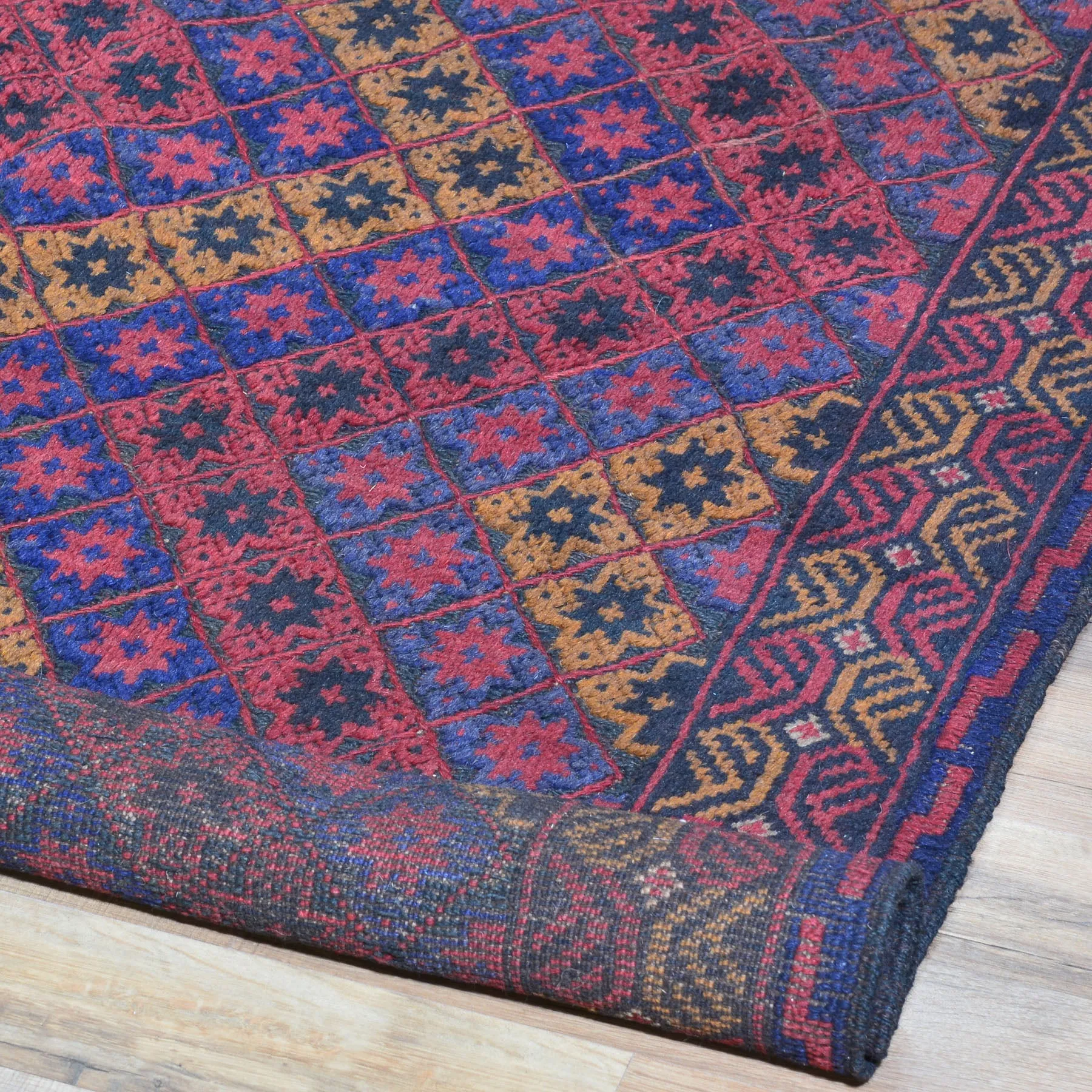 Hand-Knotted And Soumak Tribal Oriental Afghan Wool Rug (Size 4.3 X 4.10) Brral-3564