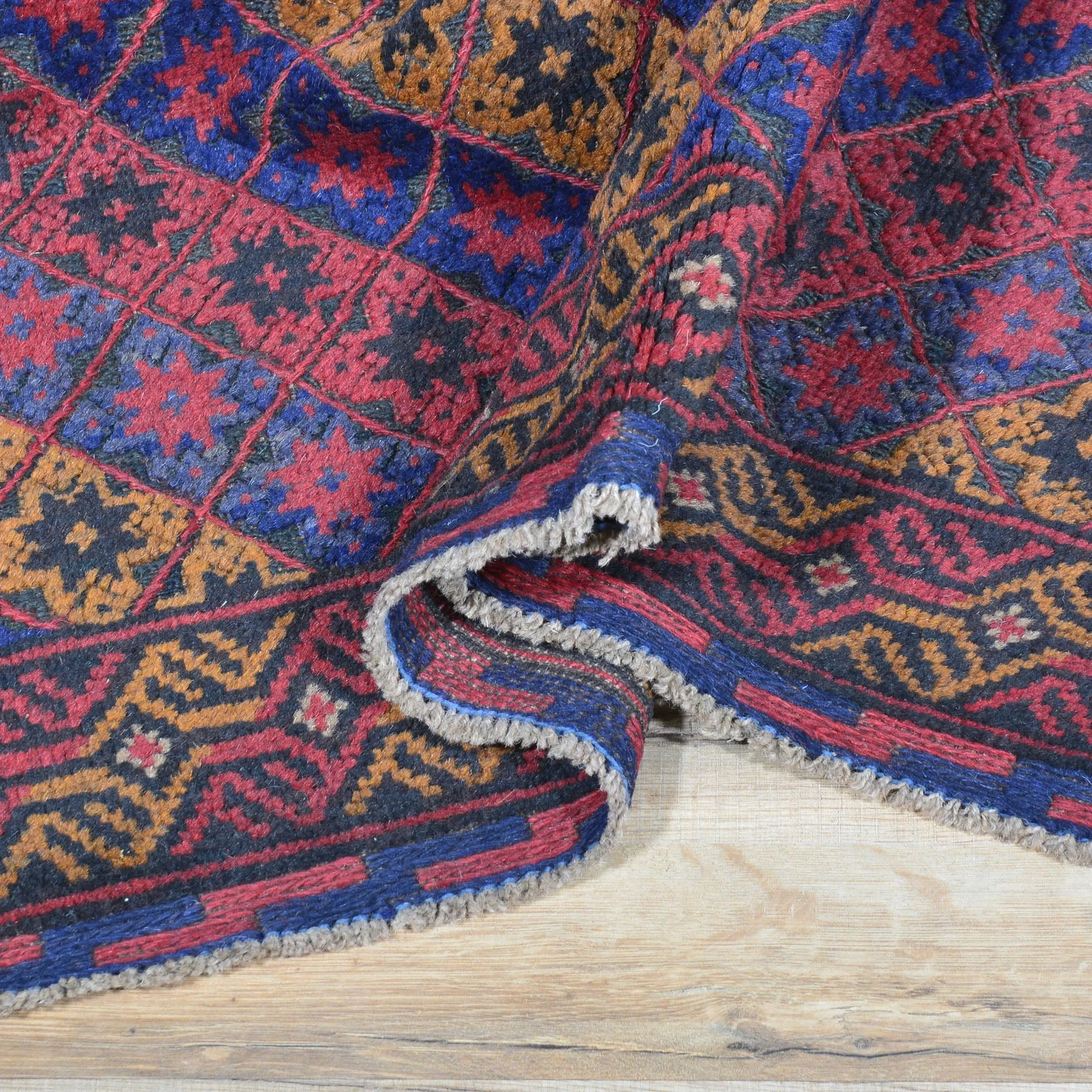 Hand-Knotted And Soumak Tribal Oriental Afghan Wool Rug (Size 4.3 X 4.10) Brral-3564