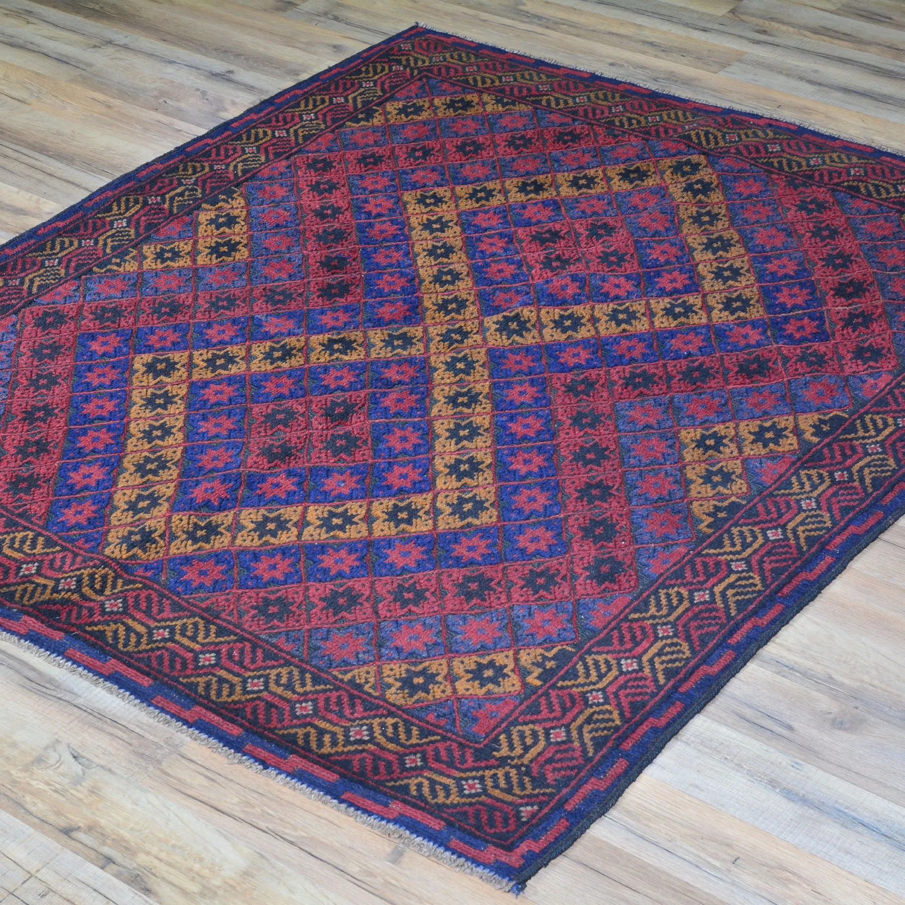 Hand-Knotted And Soumak Tribal Oriental Afghan Wool Rug (Size 4.3 X 4.10) Brral-3564
