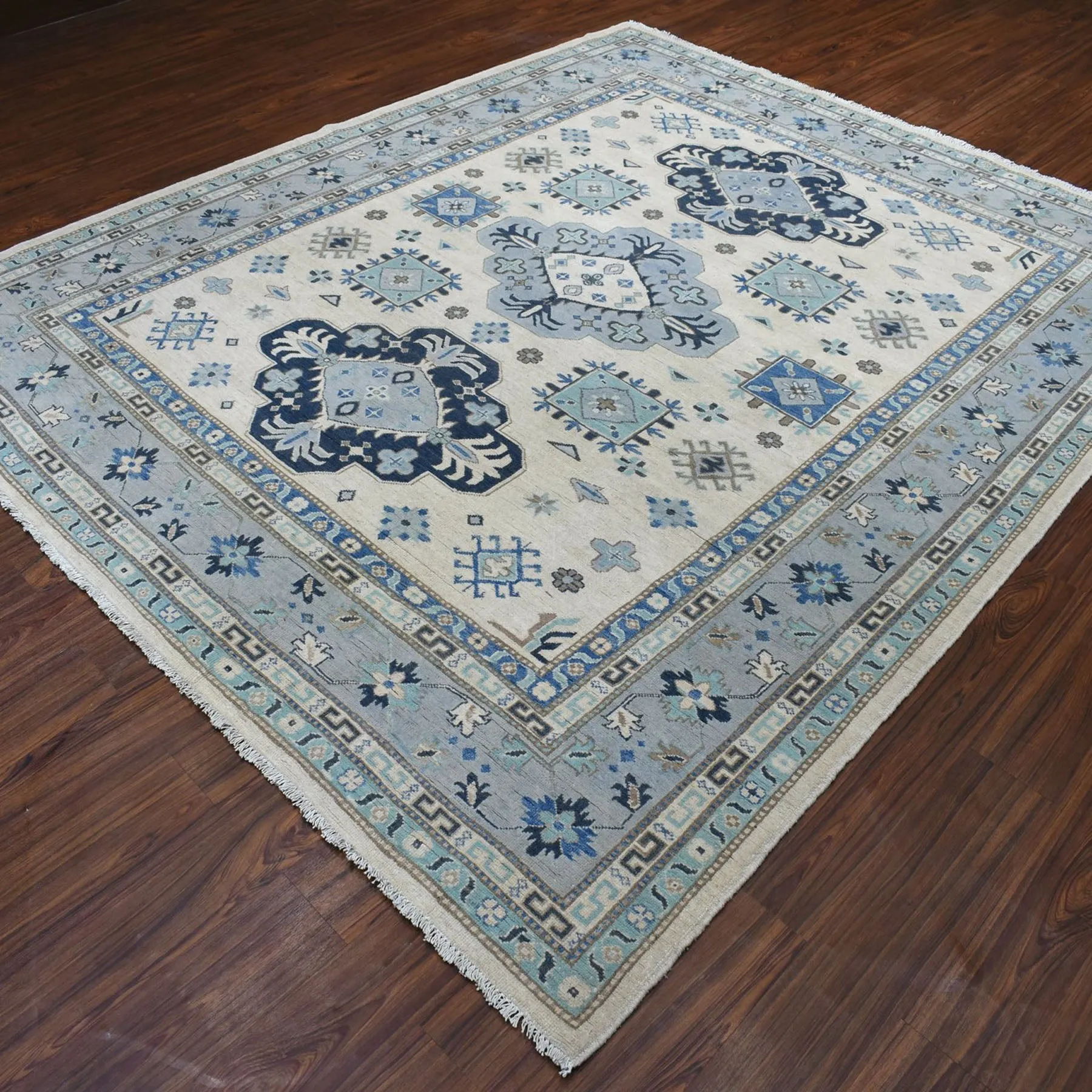 Hand-Knotted Caucasian Design Kazak Handmade Wool Rug (Size 8.0 X 9.3) Cwral-8487