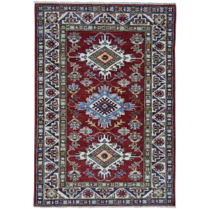 Hand-Knotted Caucasian Design Kazak Wool Handmade Rug (Size 3.2 X 4.9) Cwral-9072