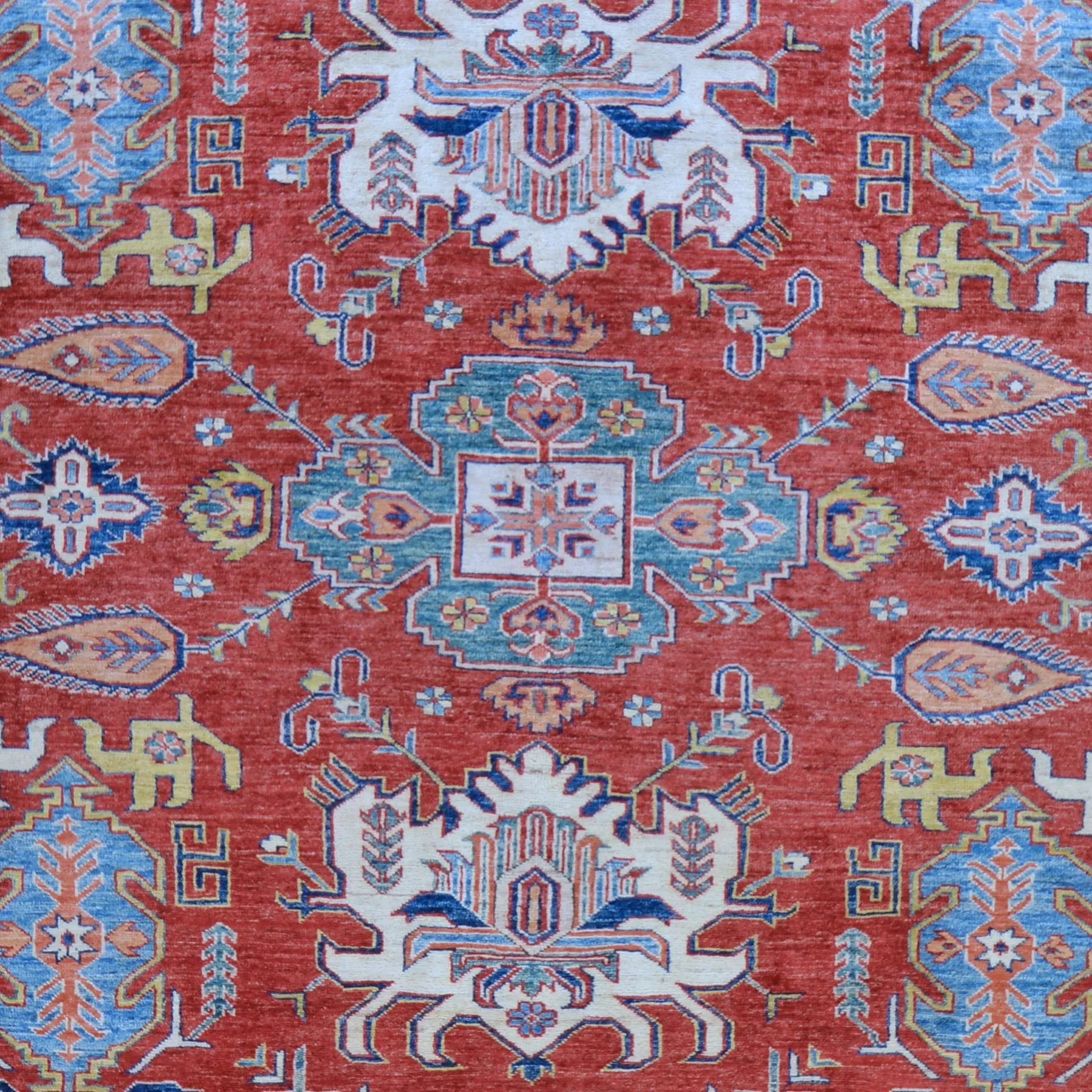 Hand-Knotted Caucasian Design Tribal Super Kazak Wool Rug (Size 8.0 X 10.0) Brral-6339