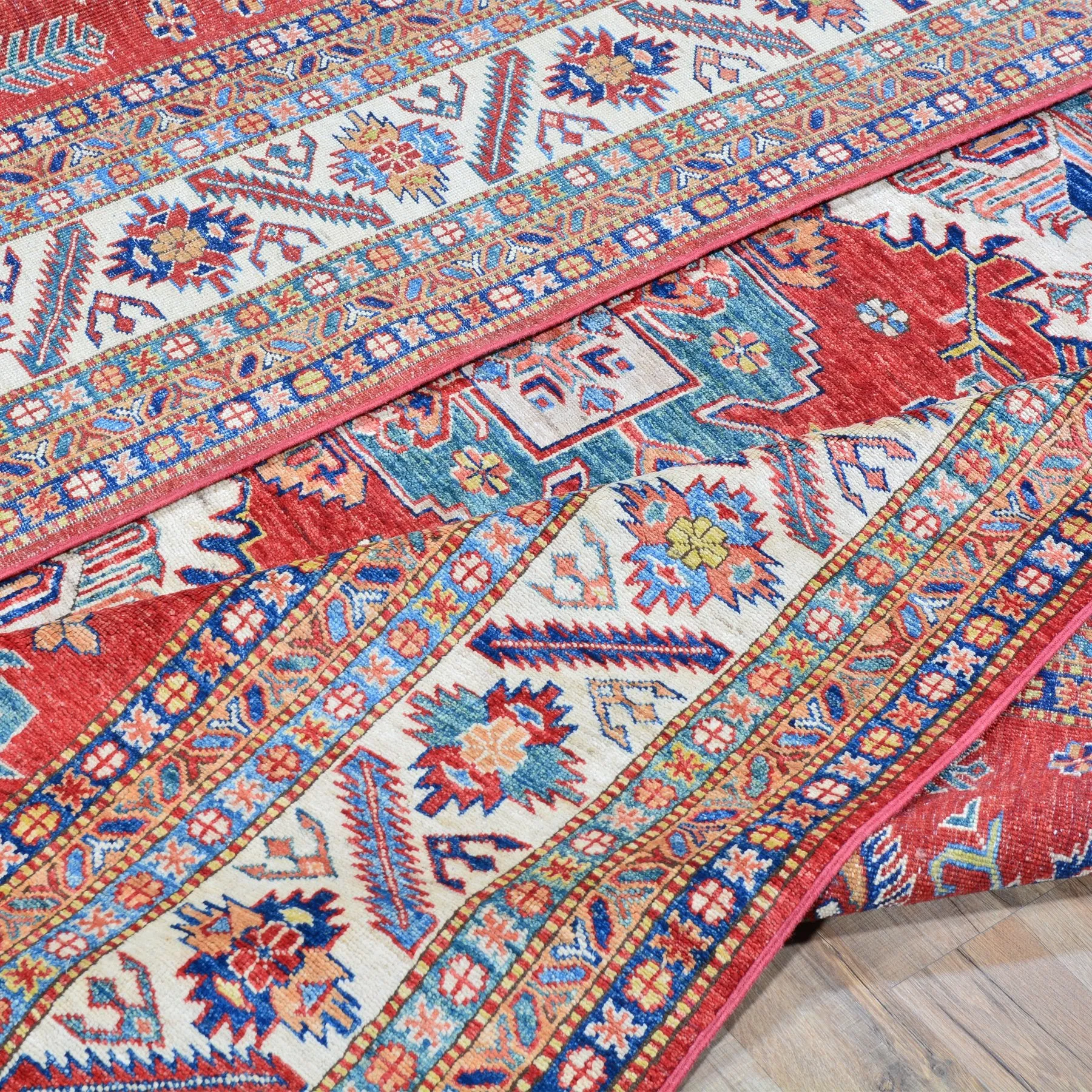 Hand-Knotted Caucasian Design Tribal Super Kazak Wool Rug (Size 8.0 X 10.0) Brral-6339