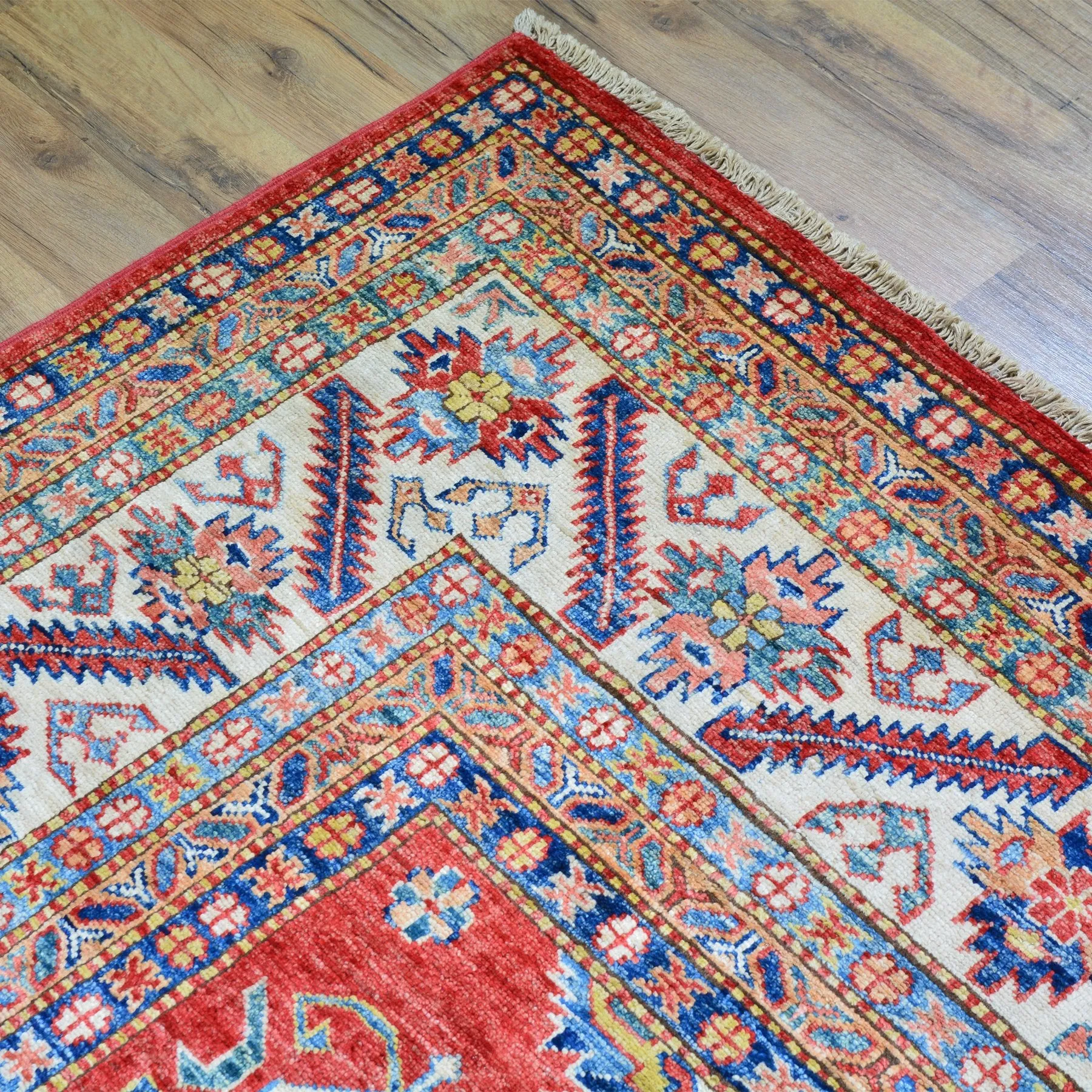 Hand-Knotted Caucasian Design Tribal Super Kazak Wool Rug (Size 8.0 X 10.0) Brral-6339