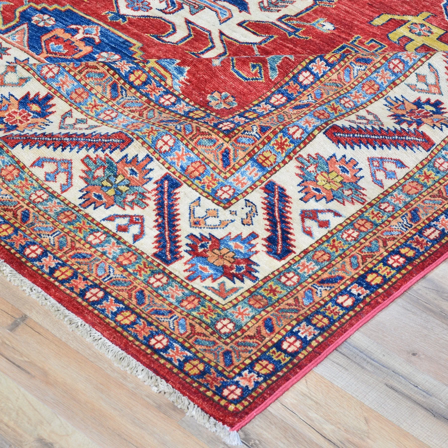 Hand-Knotted Caucasian Design Tribal Super Kazak Wool Rug (Size 8.0 X 10.0) Brral-6339
