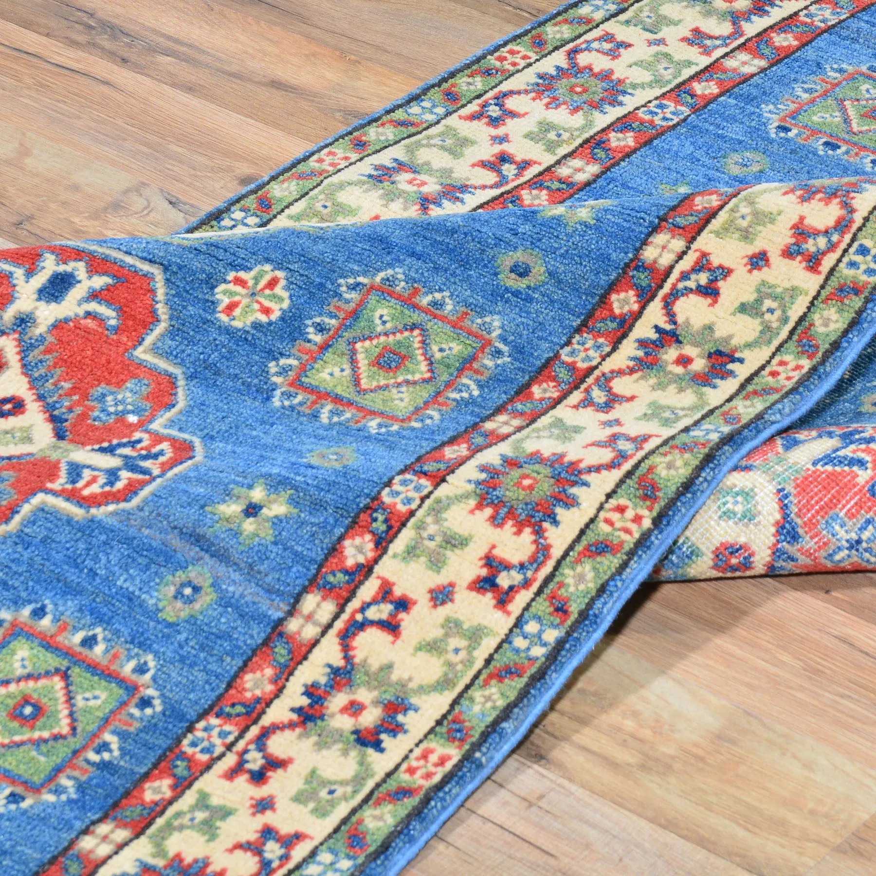 Hand-Knotted Caucasian Kazak Design Handmade Wool Rug (Size 2.9 X 17.6) Cwral-417