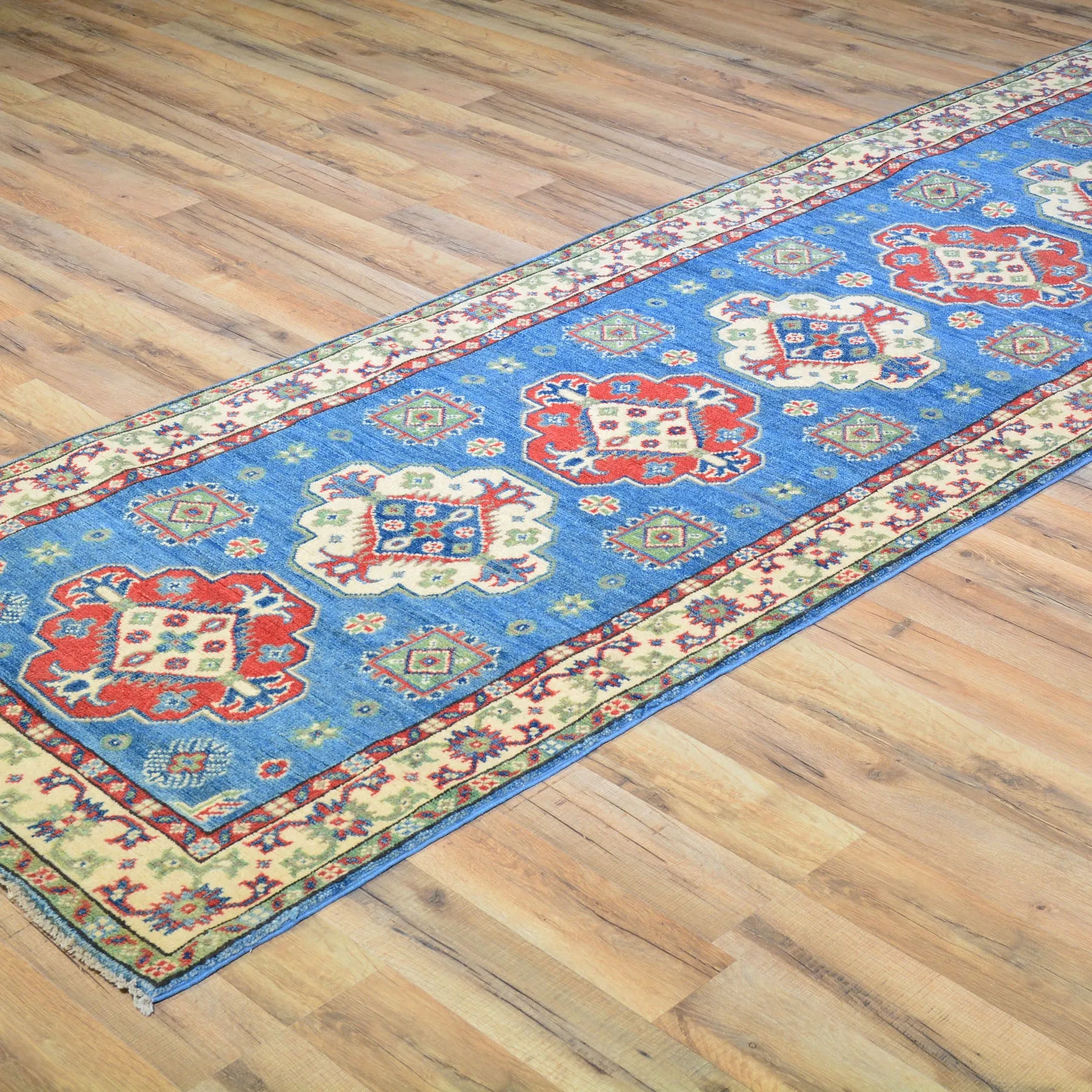 Hand-Knotted Caucasian Kazak Design Handmade Wool Rug (Size 2.9 X 17.6) Cwral-417
