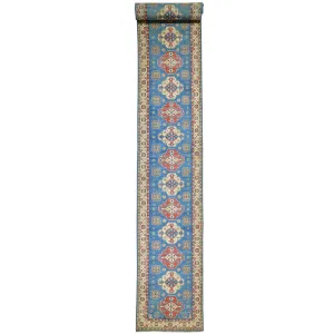 Hand-Knotted Caucasian Kazak Design Handmade Wool Rug (Size 2.9 X 17.6) Cwral-417