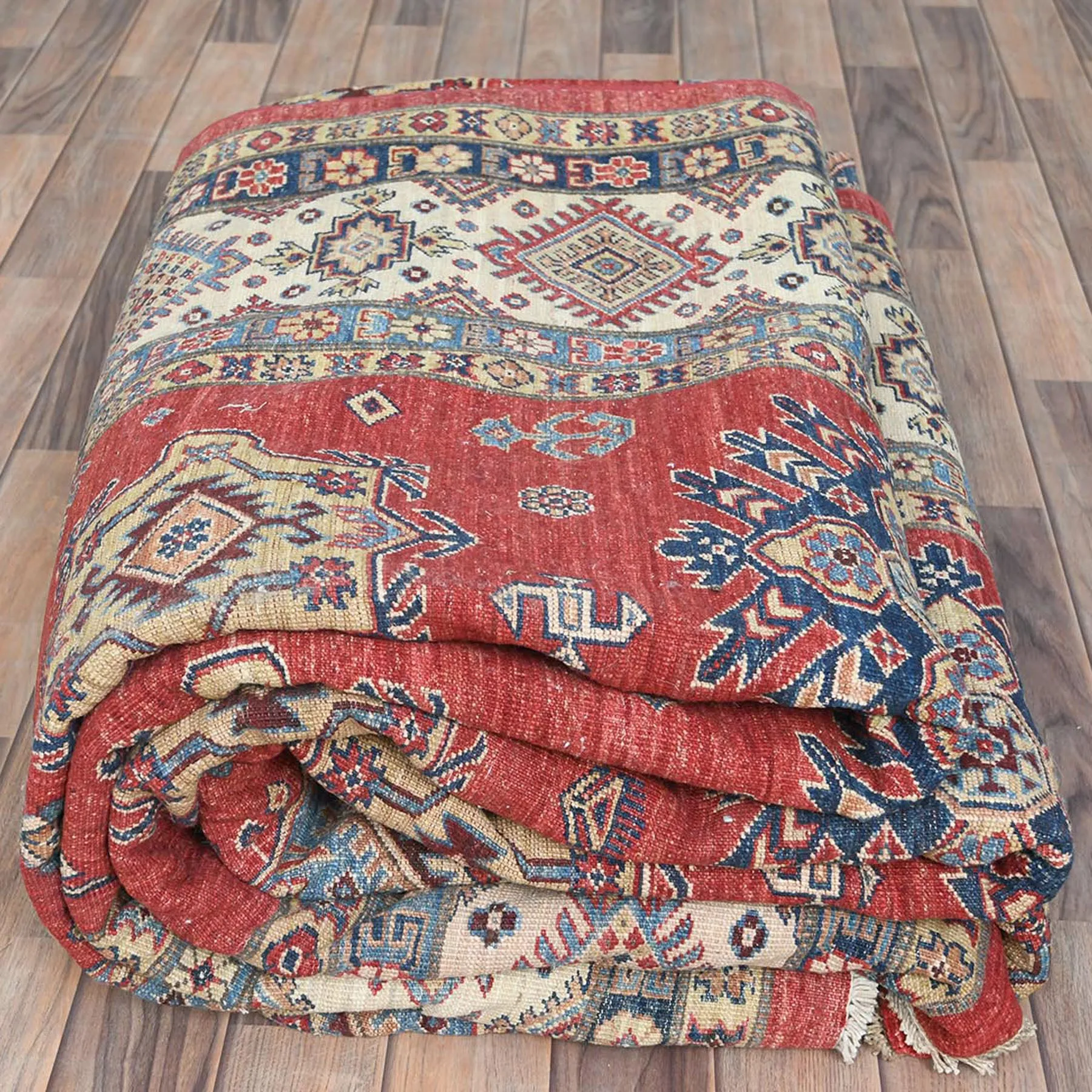 Hand-Knotted Caucasian Kazak Design Wool Oriental Handmade Rug (Size 12.1 X 16.0) Cwral-10398