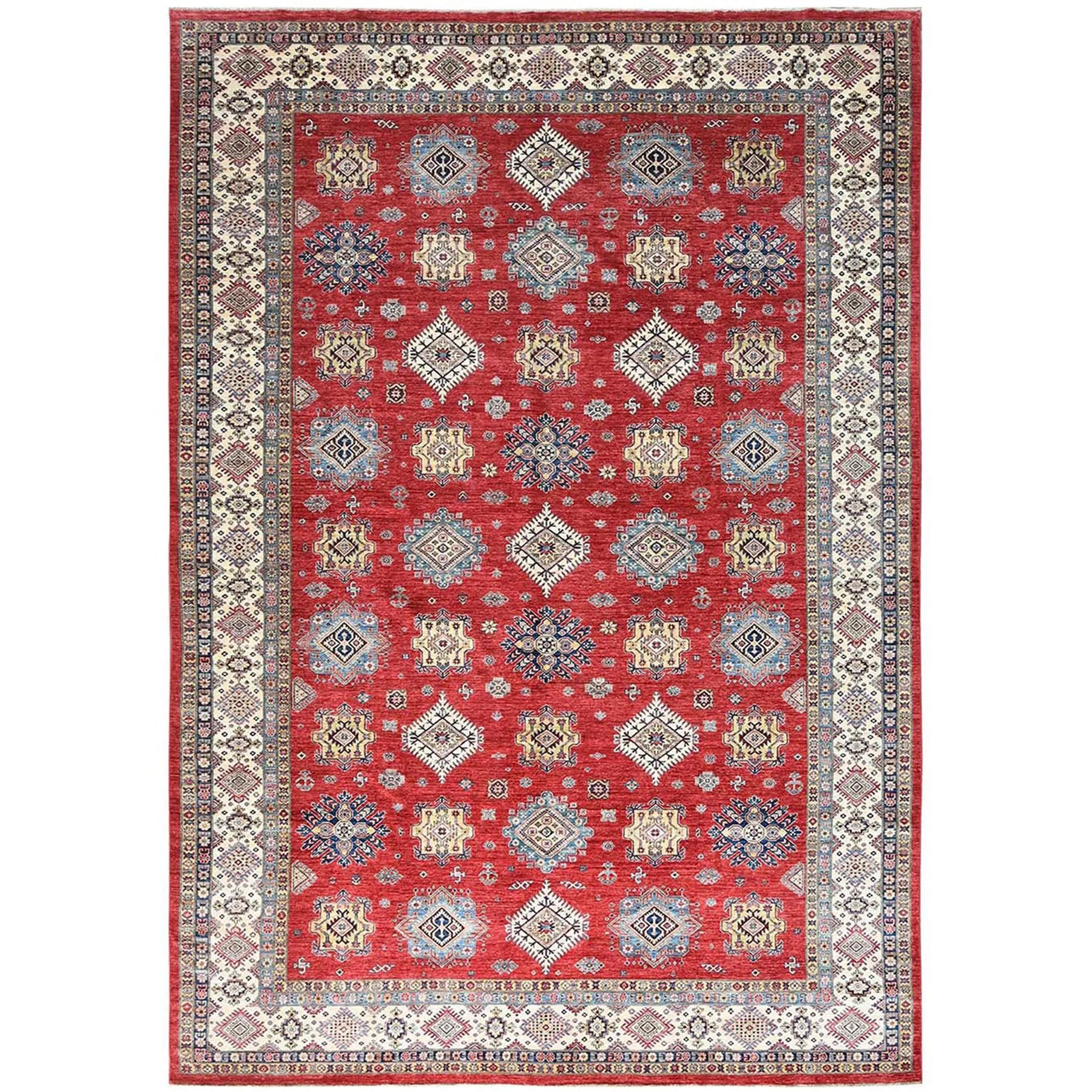 Hand-Knotted Caucasian Kazak Design Wool Oriental Handmade Rug (Size 12.1 X 16.0) Cwral-10398