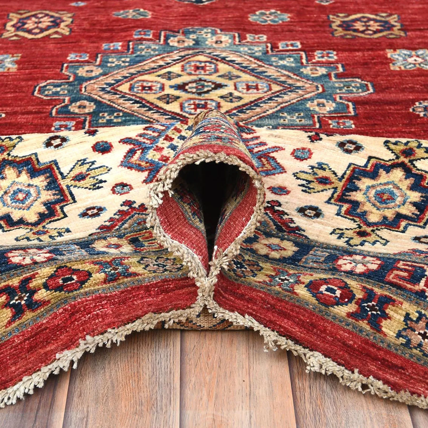 Hand-Knotted Caucasian Kazak Design Wool Oriental Handmade Rug (Size 12.1 X 16.0) Cwral-10398
