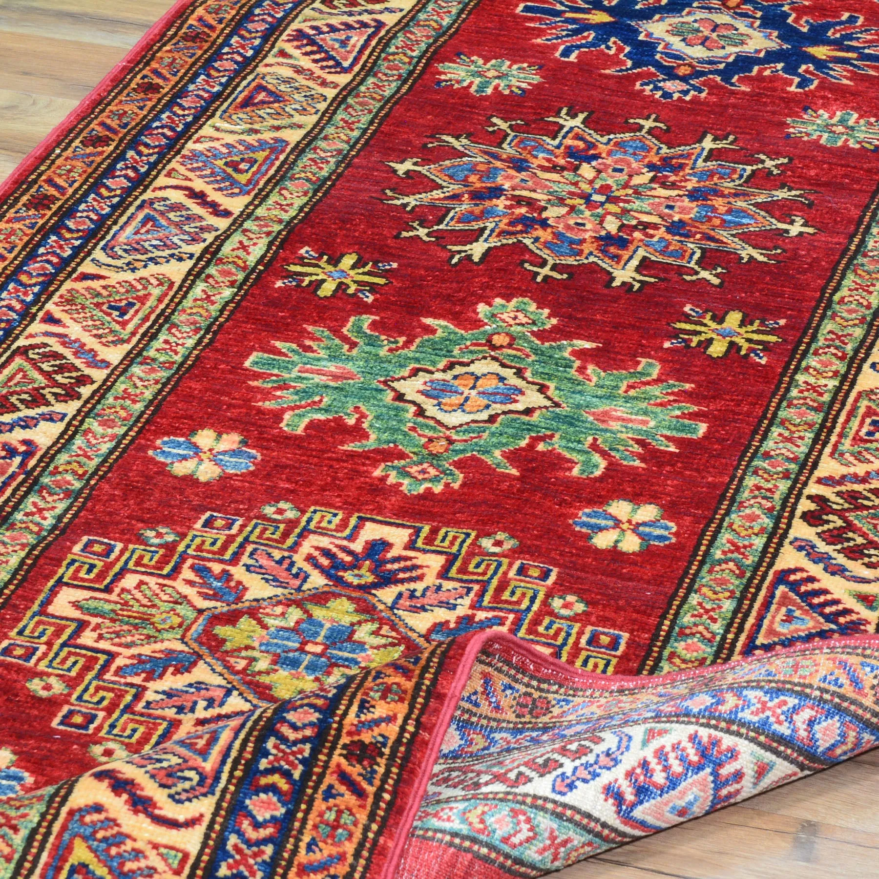 Hand-Knotted Caucasian Super Kazak Design Handmade 100% Wool (Size 2.7 X 9.11) Cwral-5979