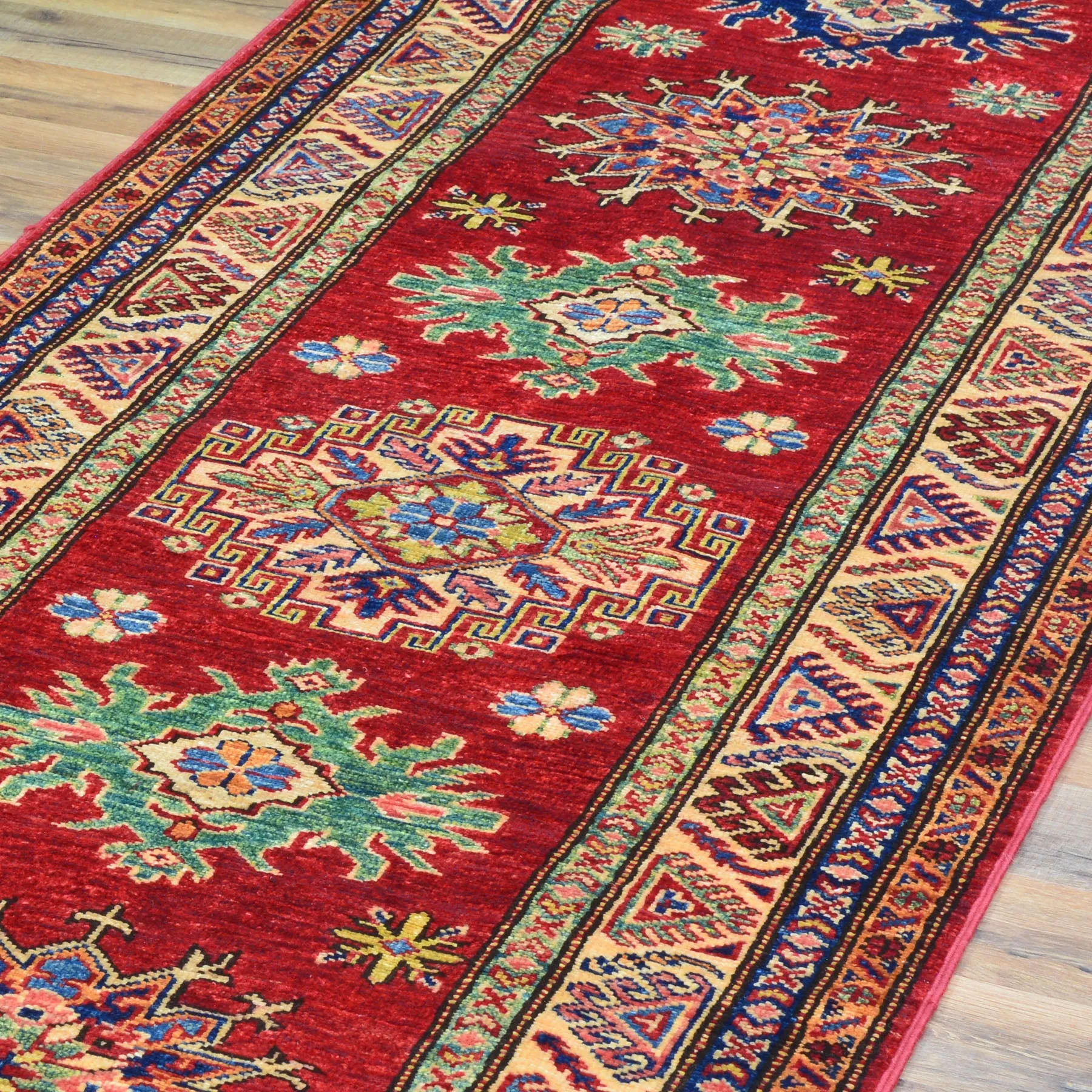 Hand-Knotted Caucasian Super Kazak Design Handmade 100% Wool (Size 2.7 X 9.11) Cwral-5979