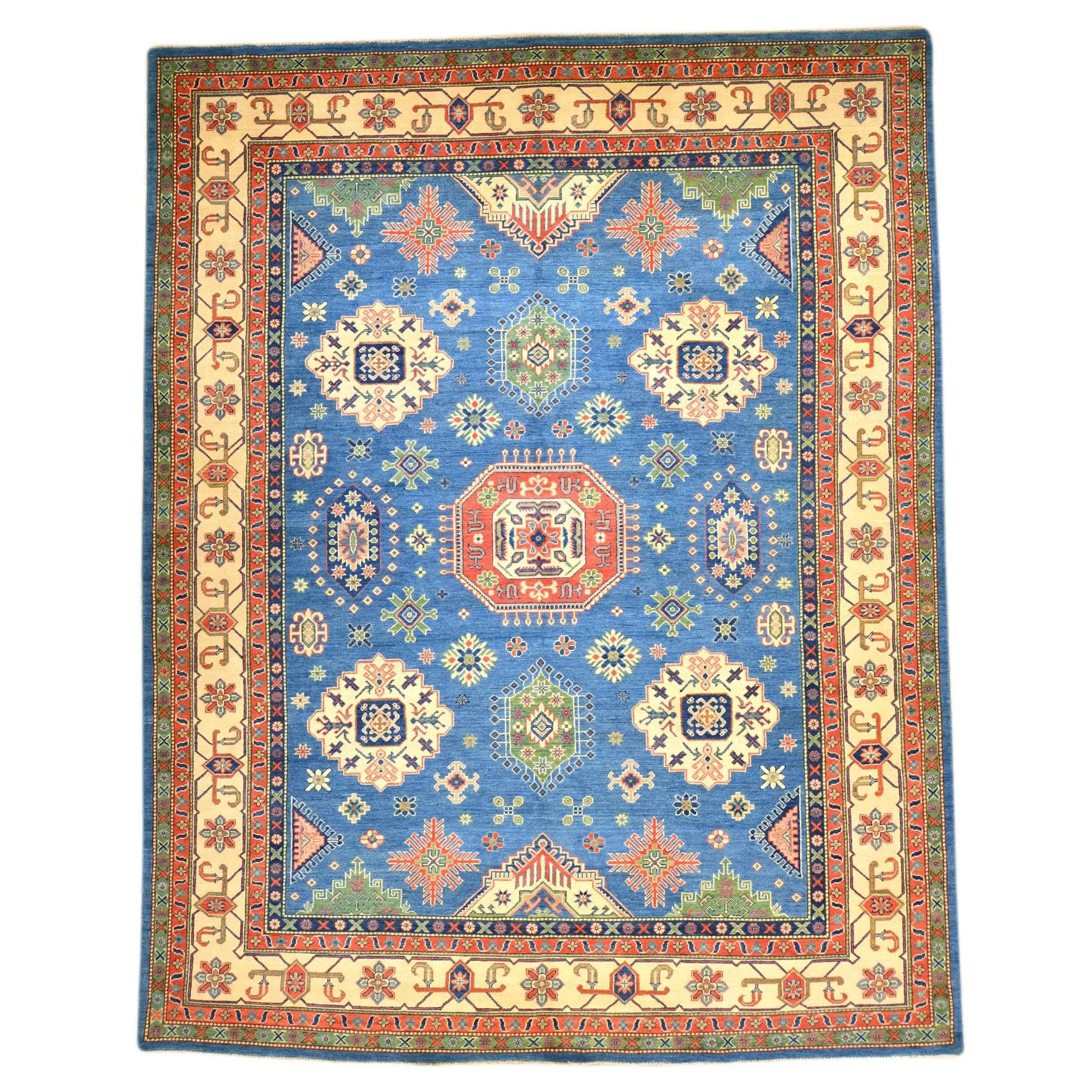Hand-Knotted Caucasianl Tribal Kazak Handmade Wool Rug (Size 8.10 X 12.3) Brral-3882