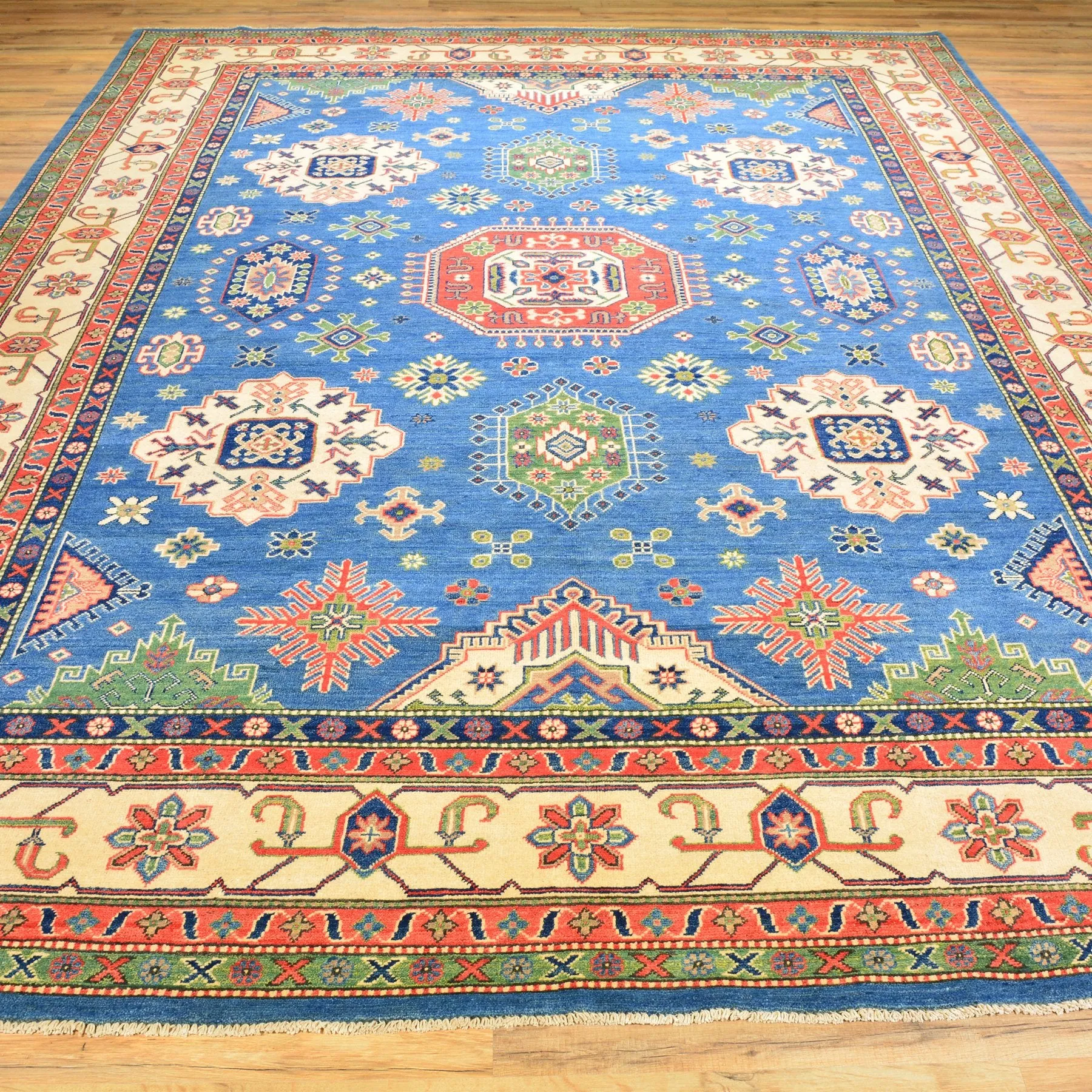 Hand-Knotted Caucasianl Tribal Kazak Handmade Wool Rug (Size 8.10 X 12.3) Brral-3882