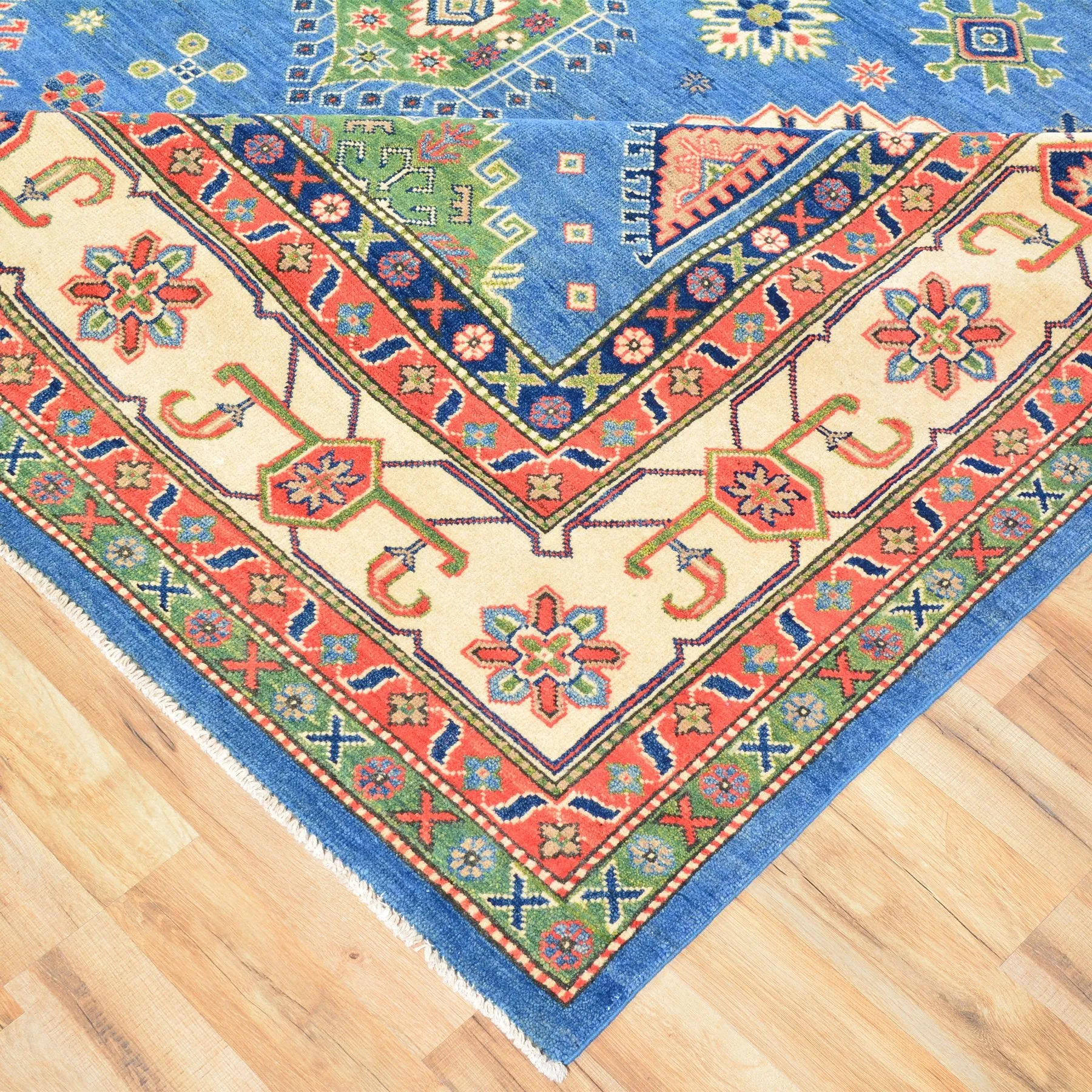 Hand-Knotted Caucasianl Tribal Kazak Handmade Wool Rug (Size 8.10 X 12.3) Brral-3882