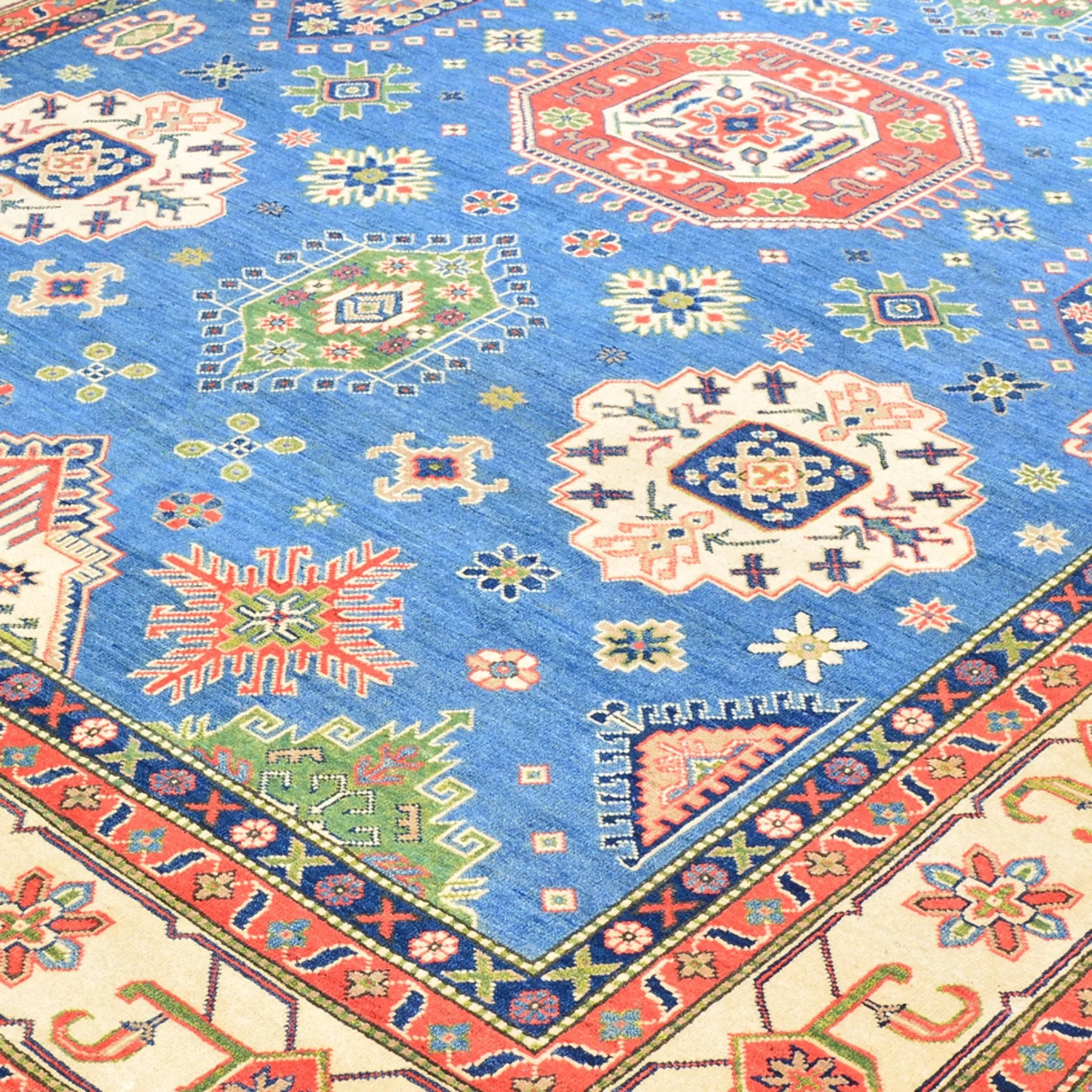 Hand-Knotted Caucasianl Tribal Kazak Handmade Wool Rug (Size 8.10 X 12.3) Brral-3882