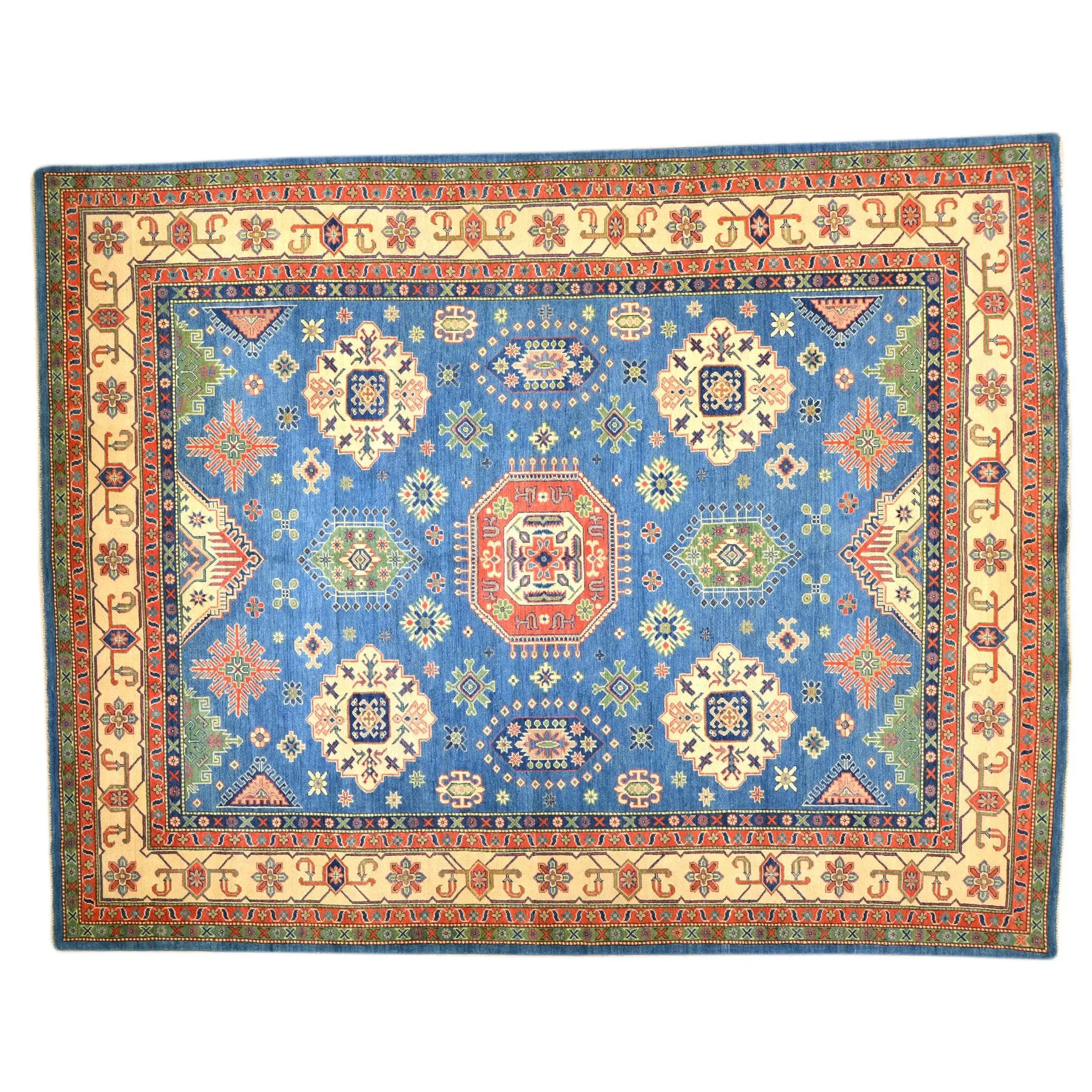 Hand-Knotted Caucasianl Tribal Kazak Handmade Wool Rug (Size 8.10 X 12.3) Brral-3882