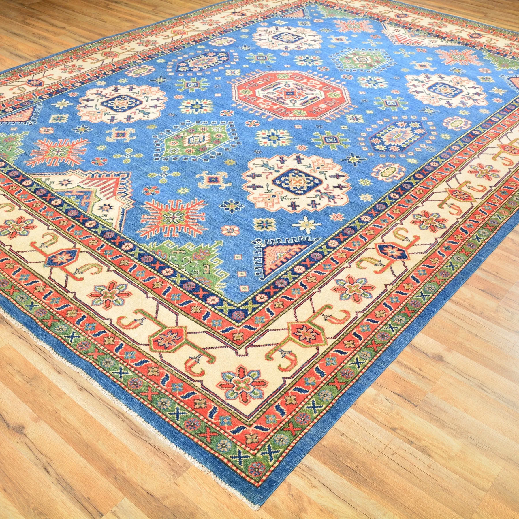 Hand-Knotted Caucasianl Tribal Kazak Handmade Wool Rug (Size 8.10 X 12.3) Brral-3882