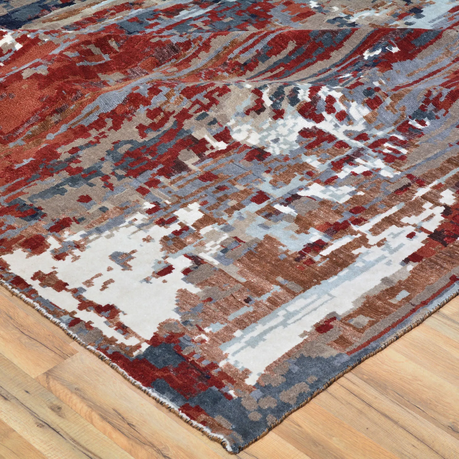 Hand-Knotted Contemporary Modern Abstract Wool Handmade Rug (Size 10.0 X 13.7) Cwral-7278