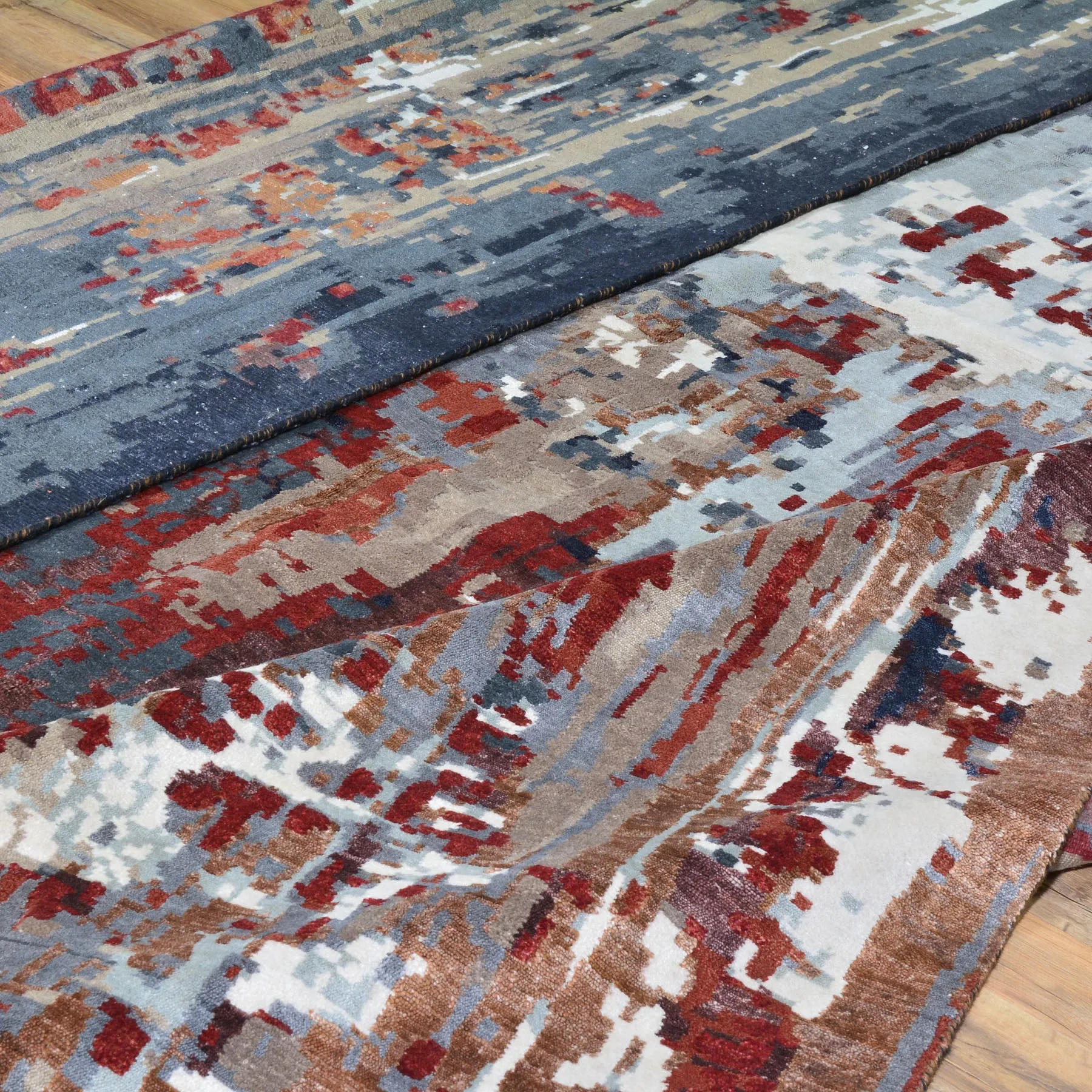 Hand-Knotted Contemporary Modern Abstract Wool Handmade Rug (Size 10.0 X 13.7) Cwral-7278