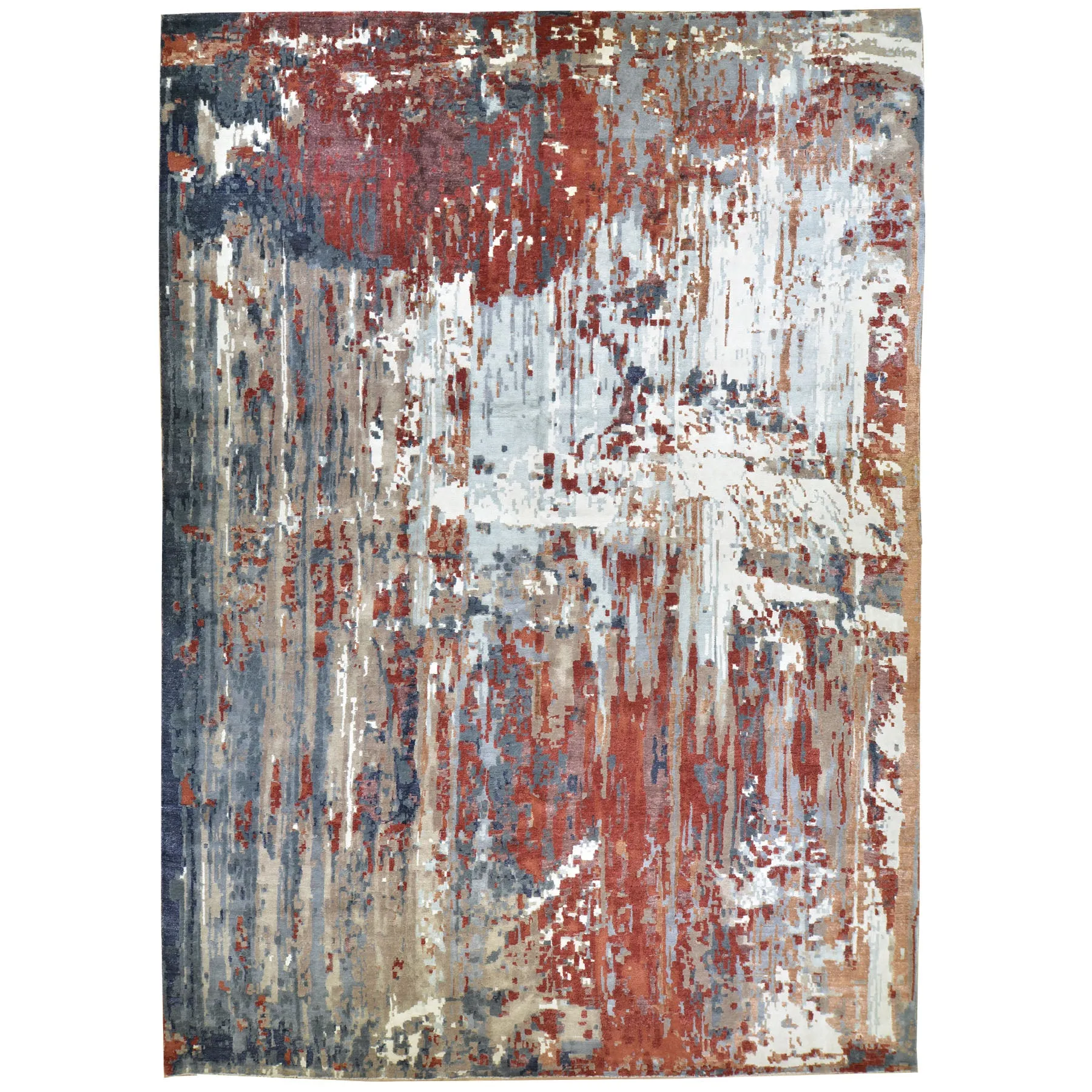Hand-Knotted Contemporary Modern Abstract Wool Handmade Rug (Size 10.0 X 13.7) Cwral-7278
