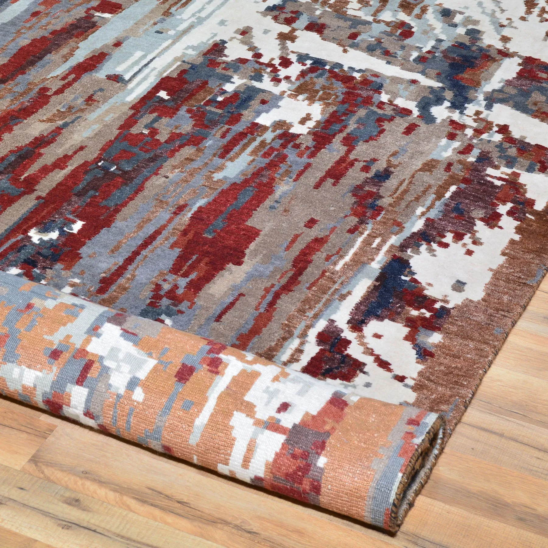 Hand-Knotted Contemporary Modern Abstract Wool Handmade Rug (Size 10.0 X 13.7) Cwral-7278