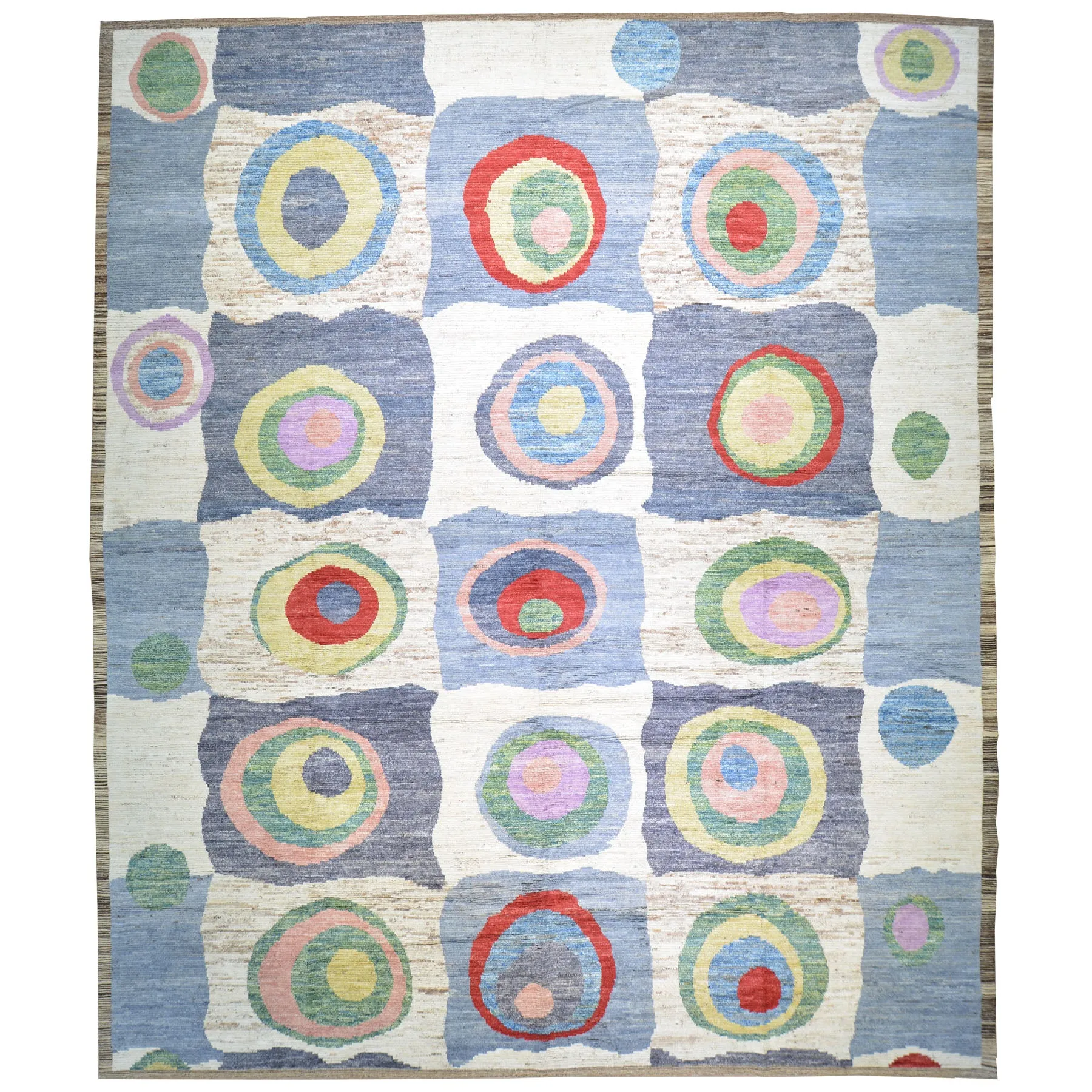Hand-Knotted Contemporary Modern Abstract Wool Handmade Rug (Size 12.6 X 14.10) Cwral-8451