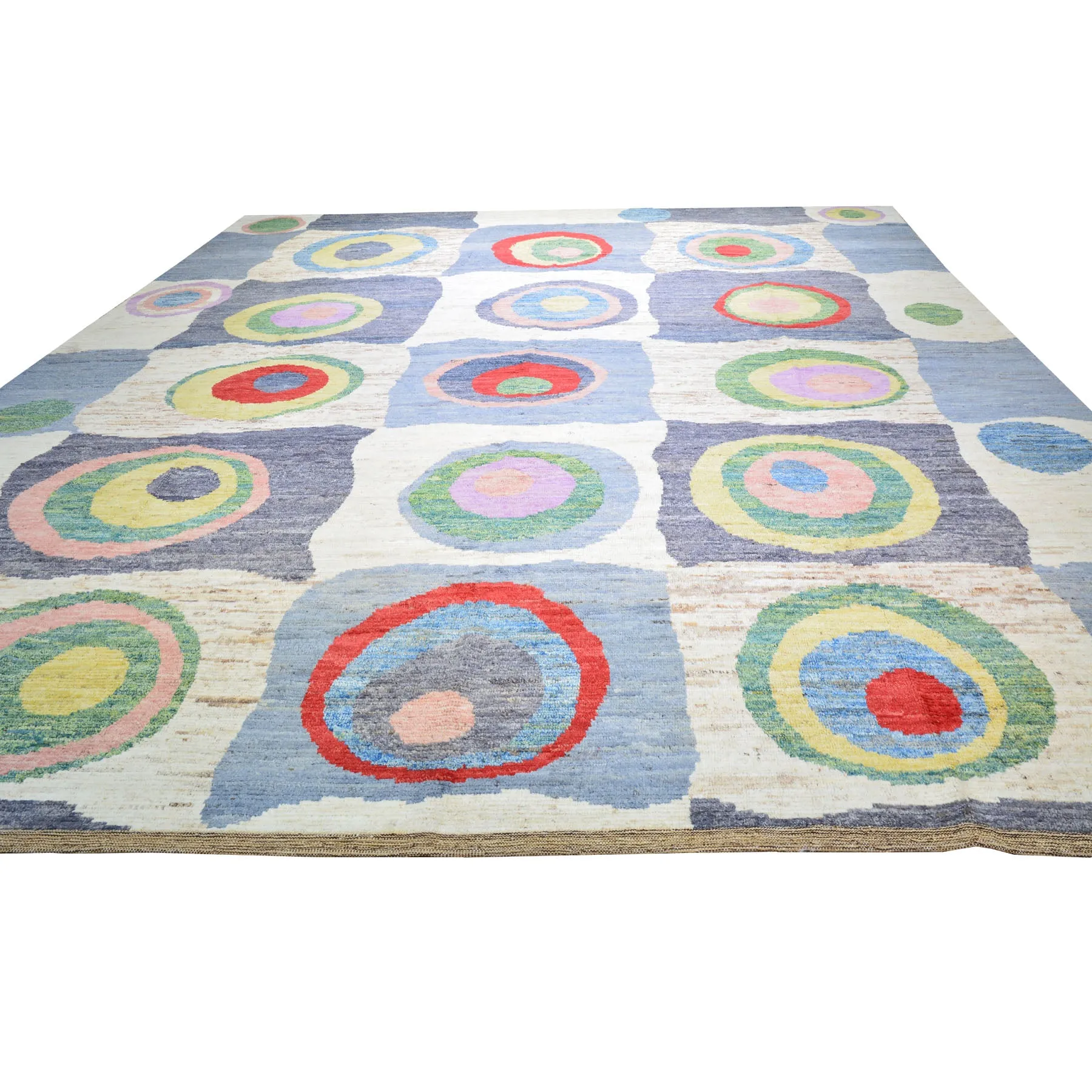 Hand-Knotted Contemporary Modern Abstract Wool Handmade Rug (Size 12.6 X 14.10) Cwral-8451