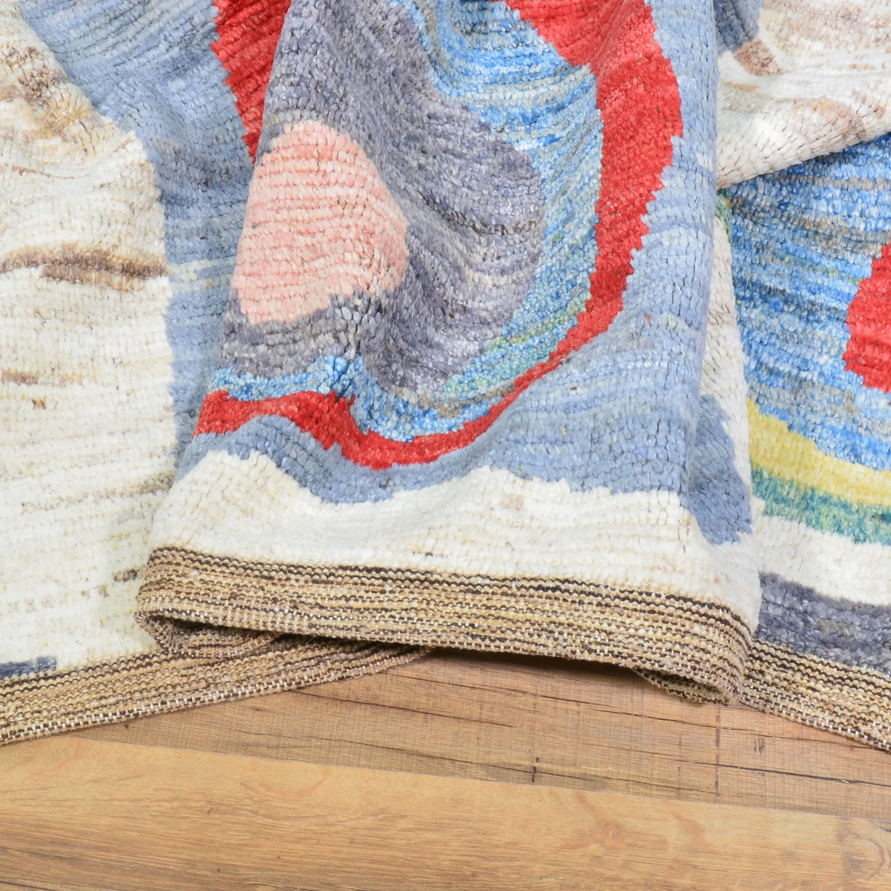 Hand-Knotted Contemporary Modern Abstract Wool Handmade Rug (Size 12.6 X 14.10) Cwral-8451