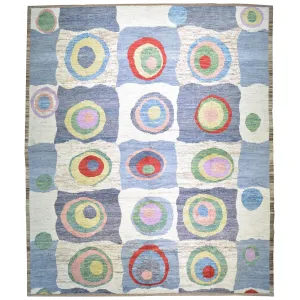 Hand-Knotted Contemporary Modern Abstract Wool Handmade Rug (Size 12.6 X 14.10) Cwral-8451
