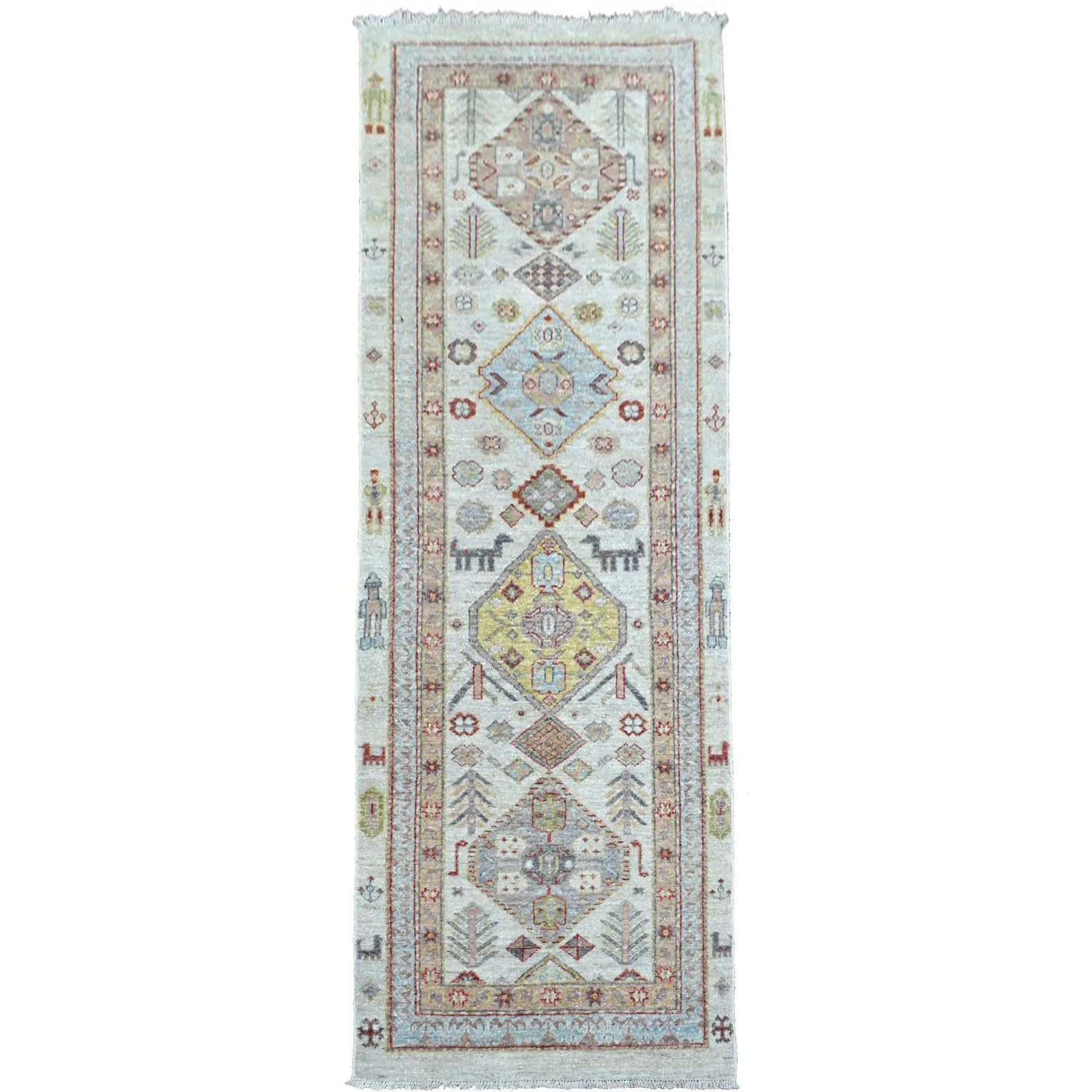 Hand-Knotted Fine Afghan Peshawar Oushak Design 100% Wool (Size 2.8 X 7.8) Cwral-8934