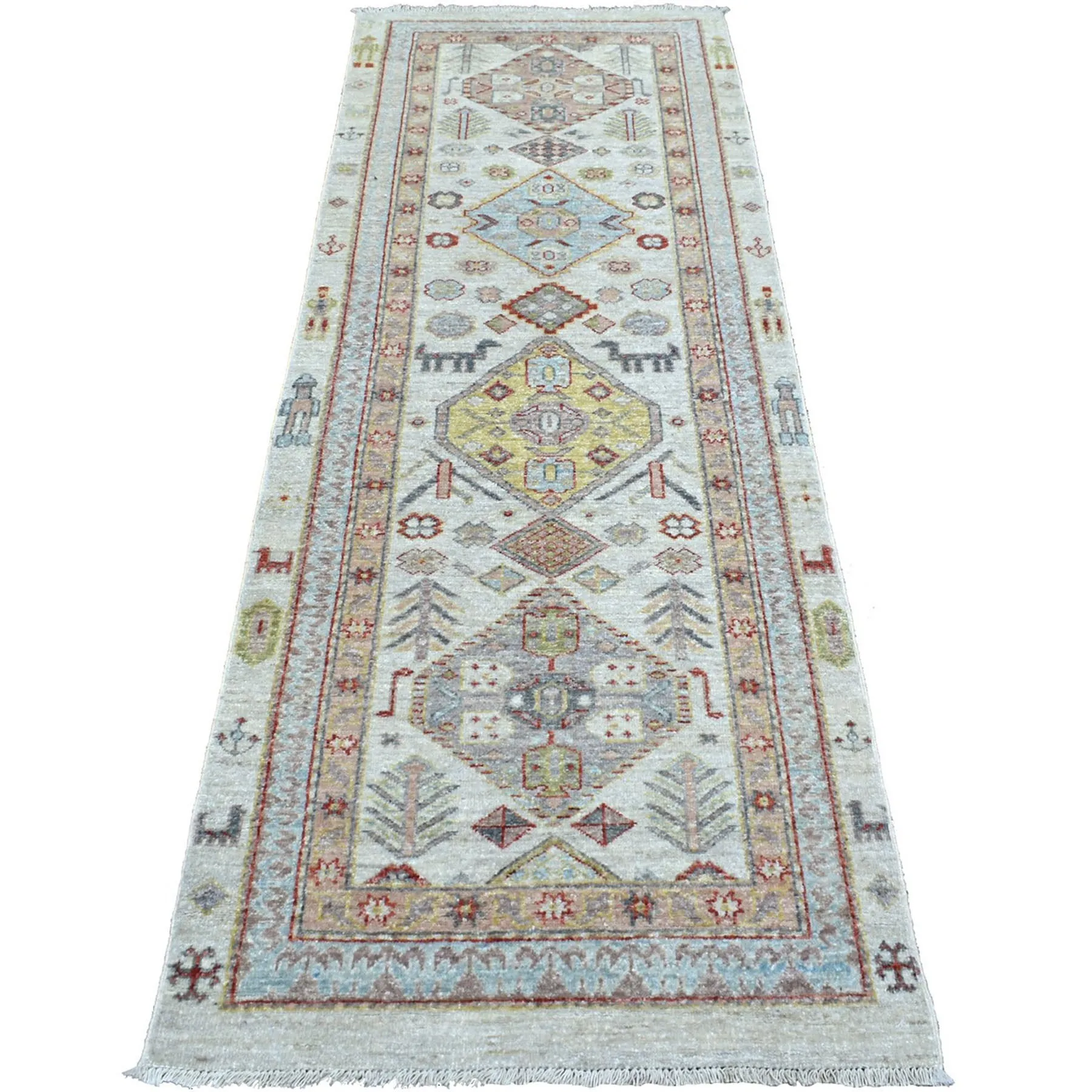 Hand-Knotted Fine Afghan Peshawar Oushak Design 100% Wool (Size 2.8 X 7.8) Cwral-8934