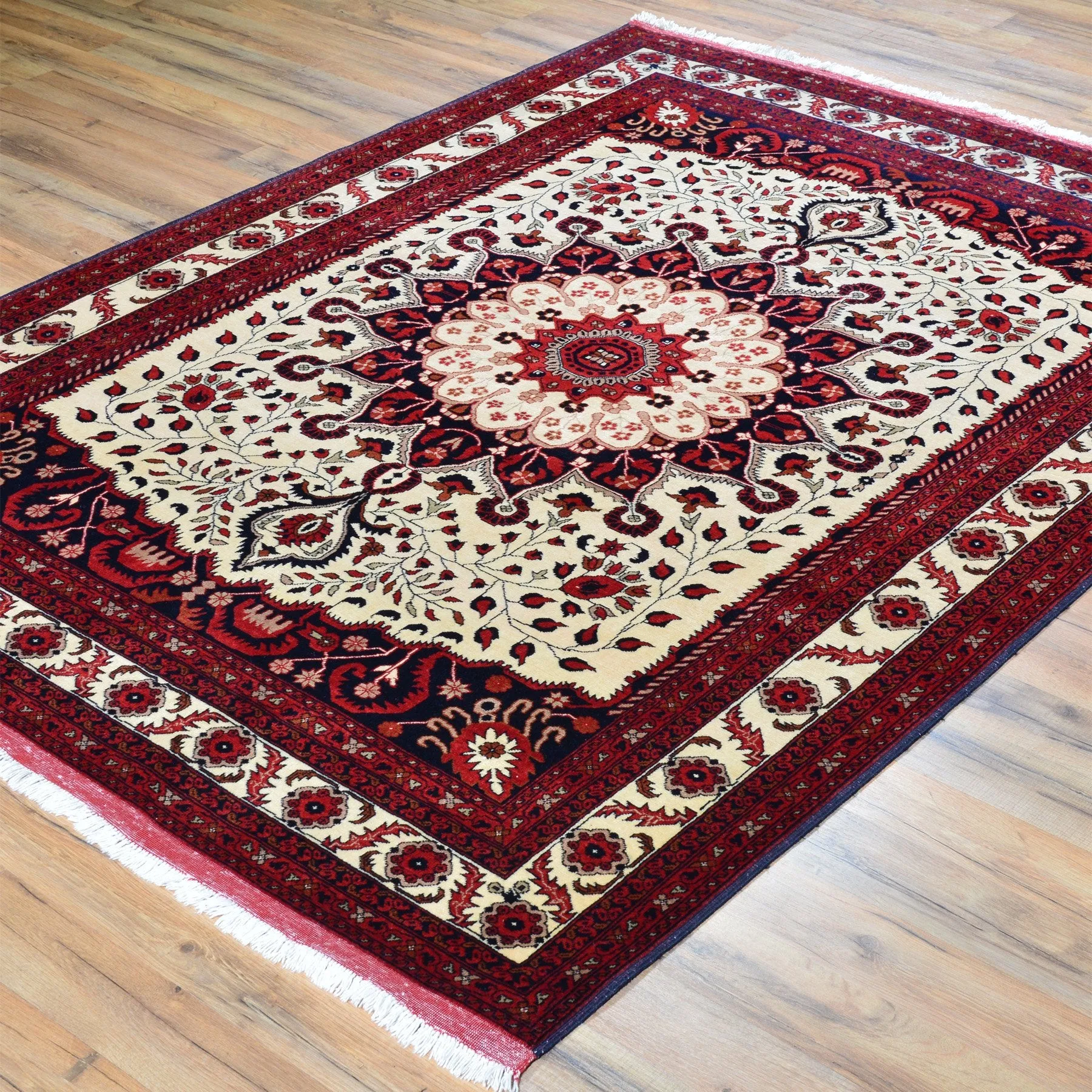 Hand-Knotted Fine Afghan Tribal Turkoman Wool Rug (Size 5.1 X 6.8) Brral-3195