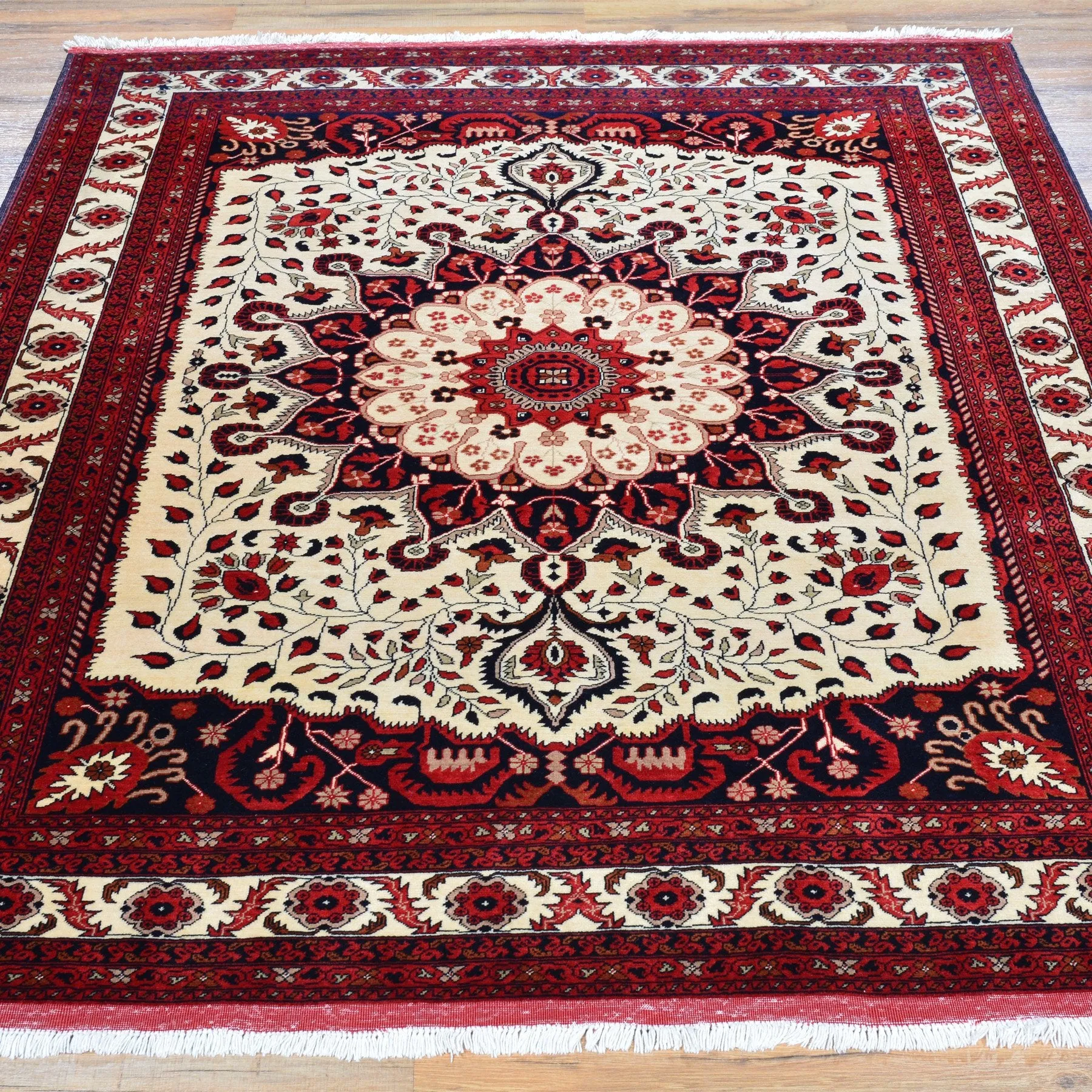 Hand-Knotted Fine Afghan Tribal Turkoman Wool Rug (Size 5.1 X 6.8) Brral-3195