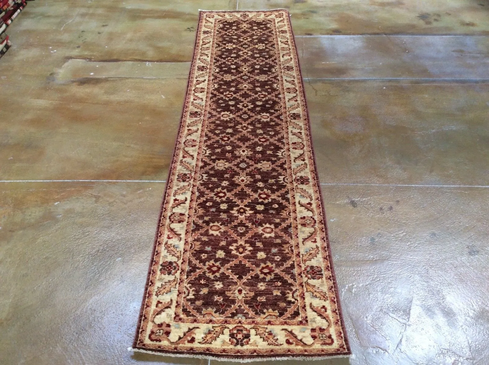 Hand-Knotted Fine Afghan Ziegler Chobi Design 100% Wool Rug (Size 2.6 X 9.6) Brrsf-387