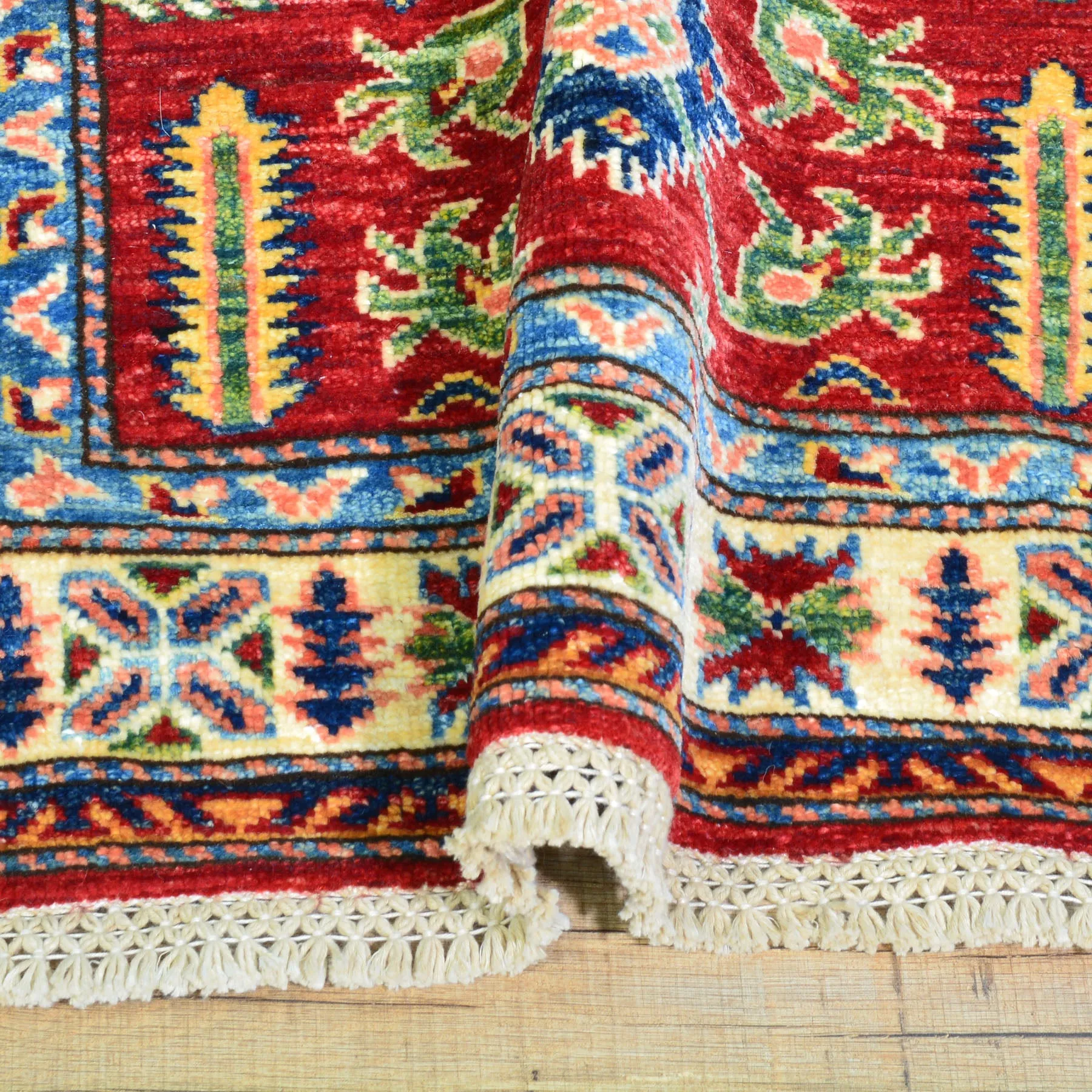 Hand-Knotted Fine Kazak Rug Geometric Handmade 100% Wool (Size 2.9 X 9.8) Cwral-2874