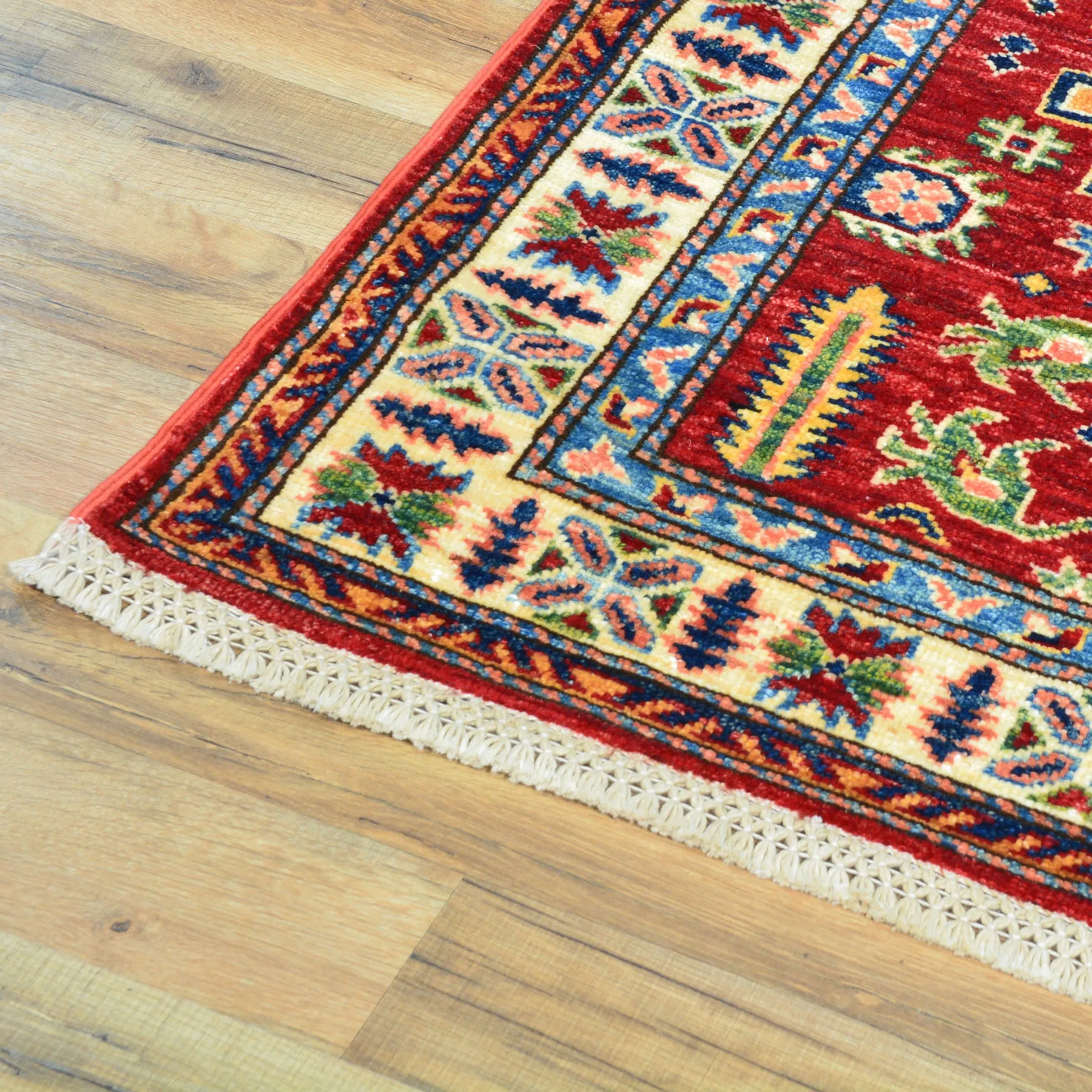 Hand-Knotted Fine Kazak Rug Geometric Handmade 100% Wool (Size 2.9 X 9.8) Cwral-2874