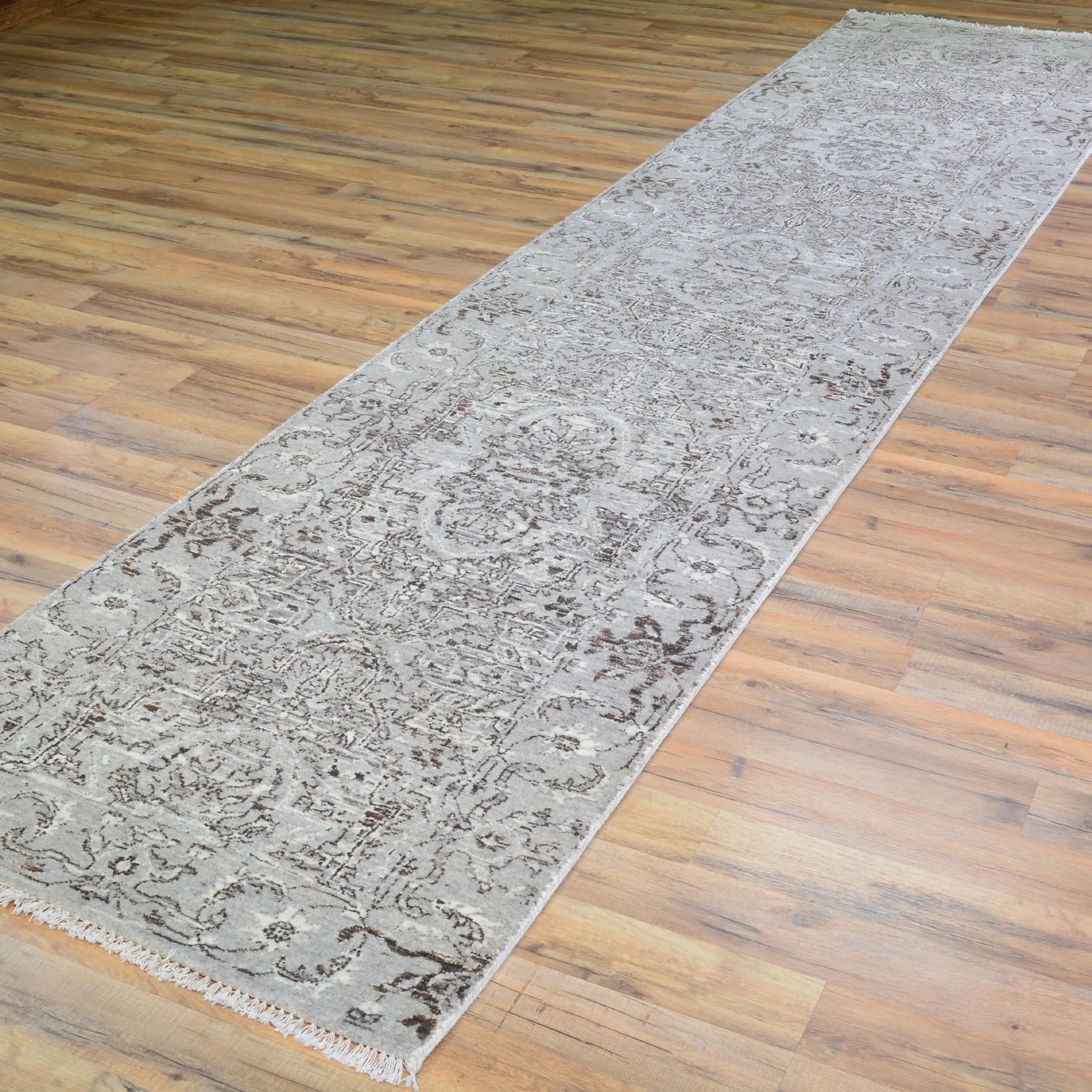 Hand-Knotted Fine Modern Broken Design Handmade 100% Wool Rug (Size 2.8 X 12.0) Brral-4488
