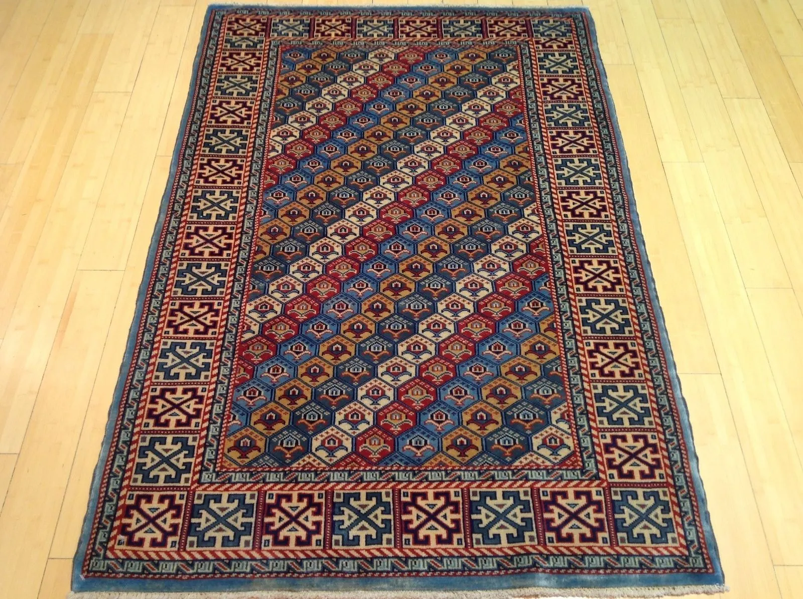 Hand-Knotted Fine Oriental Afghan Tribal Wool Handmade Rug (Size 3.5 X 5.2) Brral-507