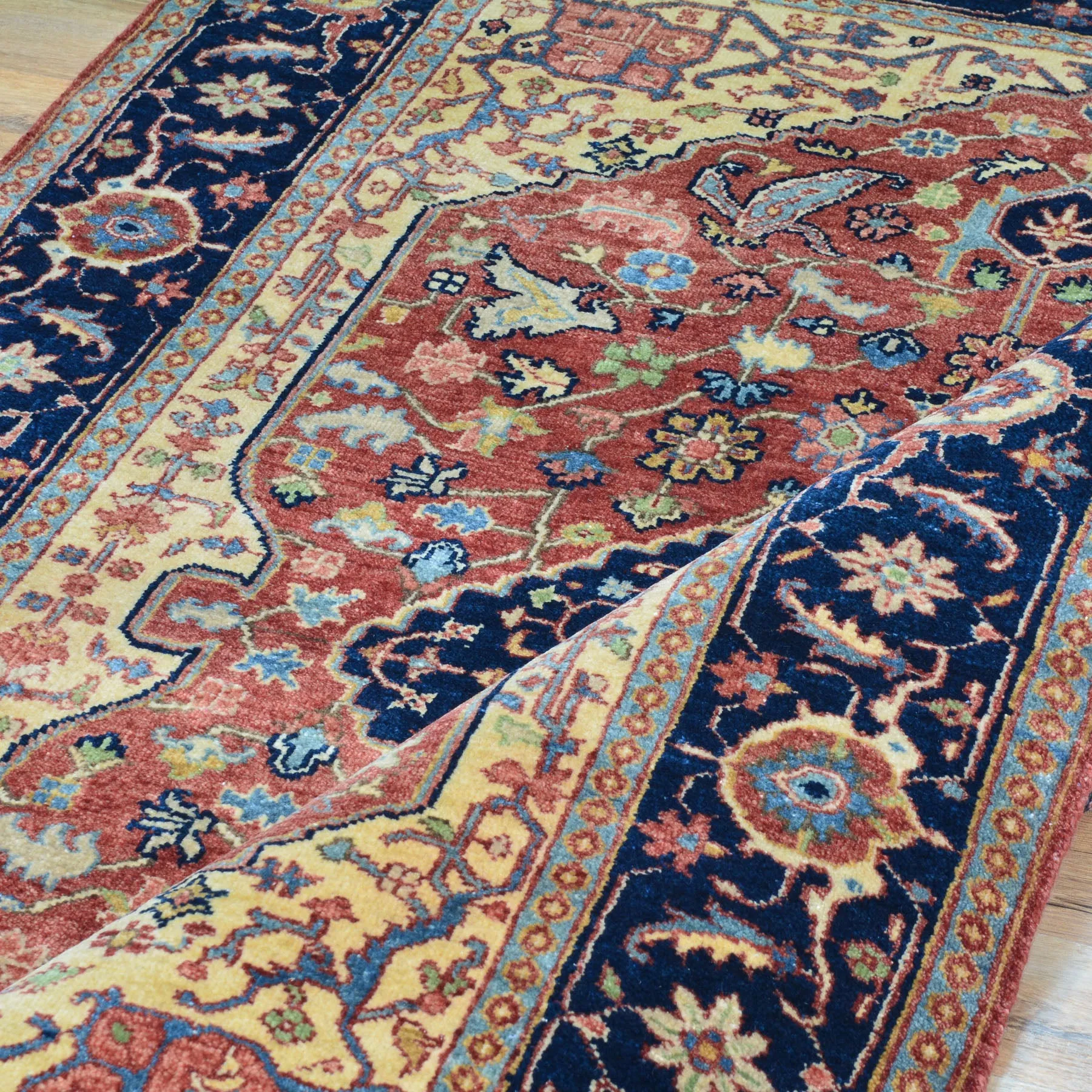 Hand-Knotted Fine Oriental Heriz Design Wool Handmade Rug (Size 4.1 X 6.2) Cwral-9093