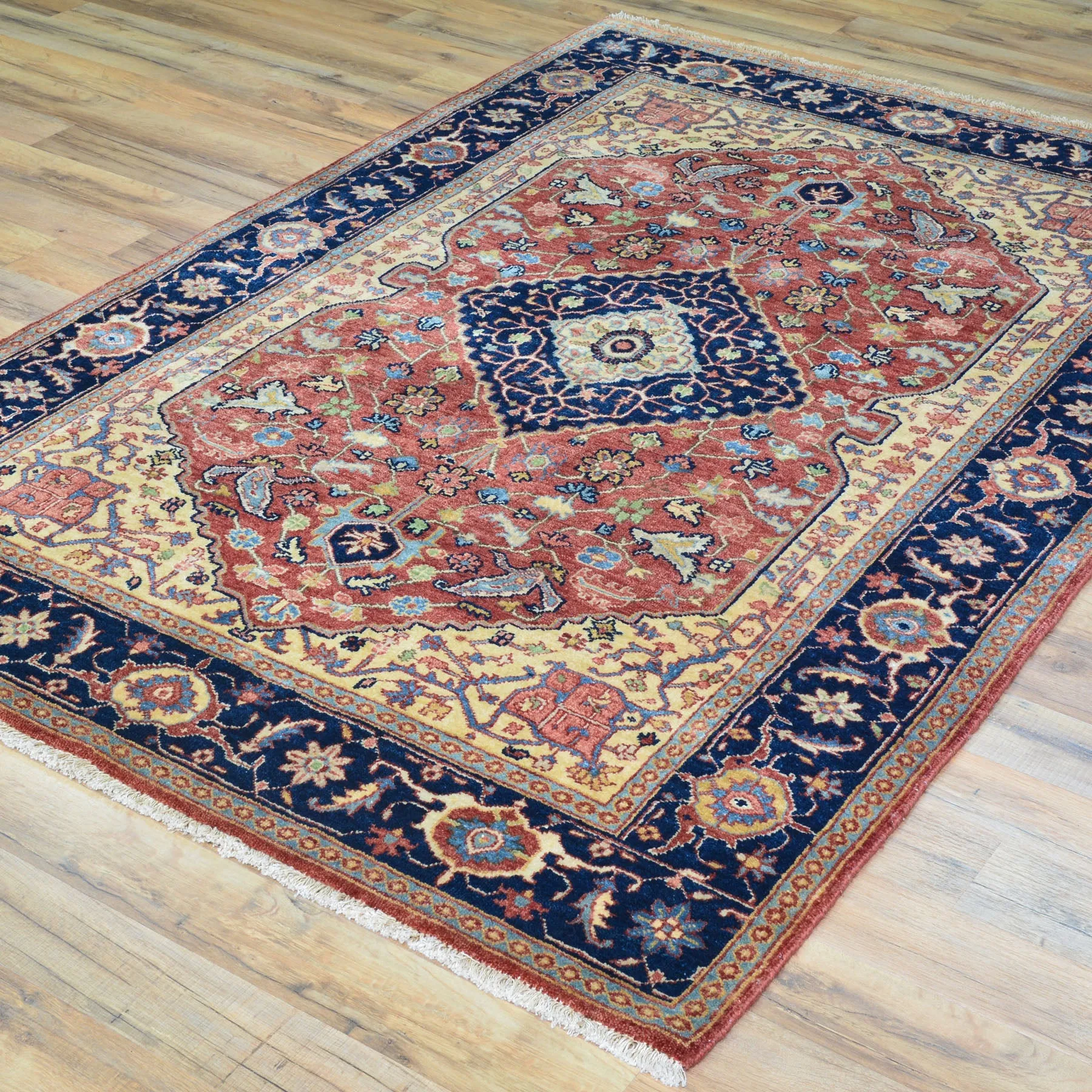 Hand-Knotted Fine Oriental Heriz Design Wool Handmade Rug (Size 4.1 X 6.2) Cwral-9093
